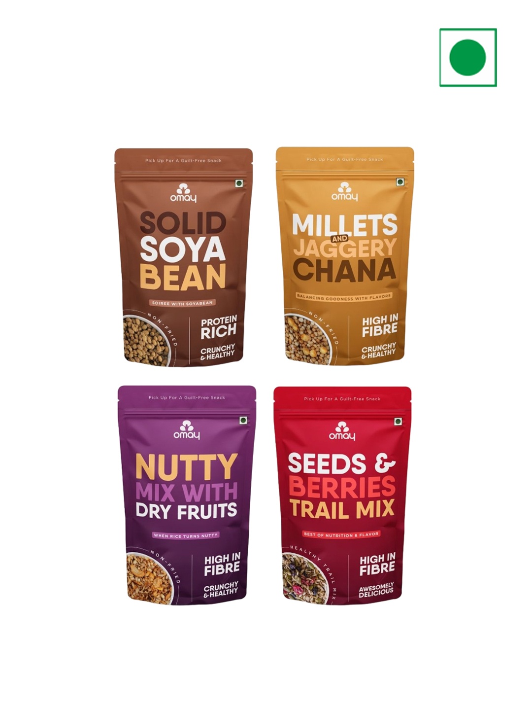 

Omay Foods Pack of 4 Snack Munchies, Purple