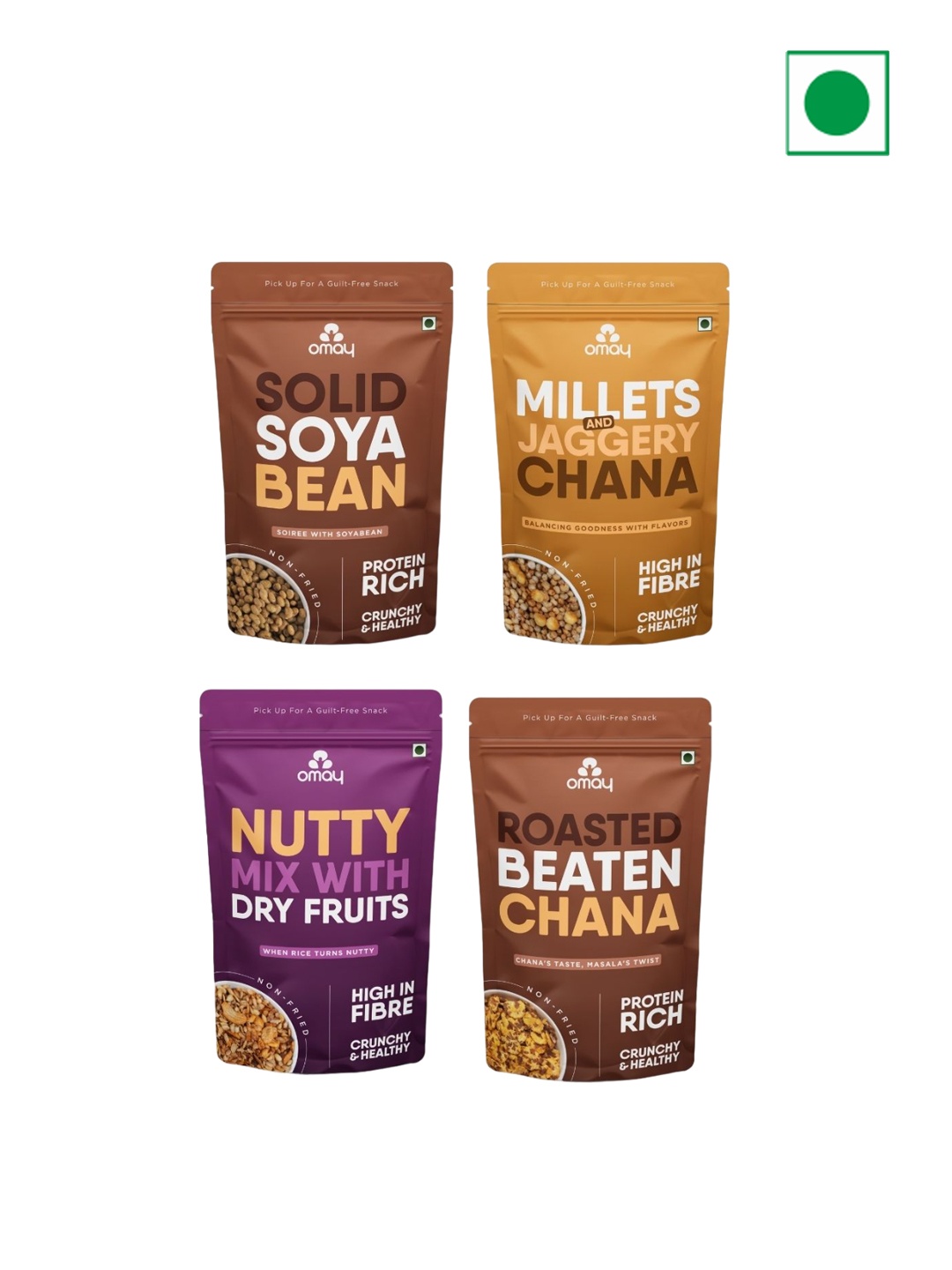 

Omay Foods Pack of 4 Mini Savory Munchies, Brown