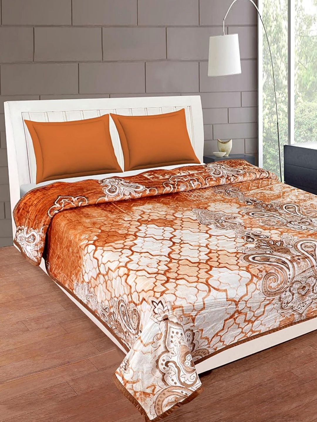 

WINSTON HOME Brown & Beige Printed Heavy Winter 350 GSM Double King Bed Blanket