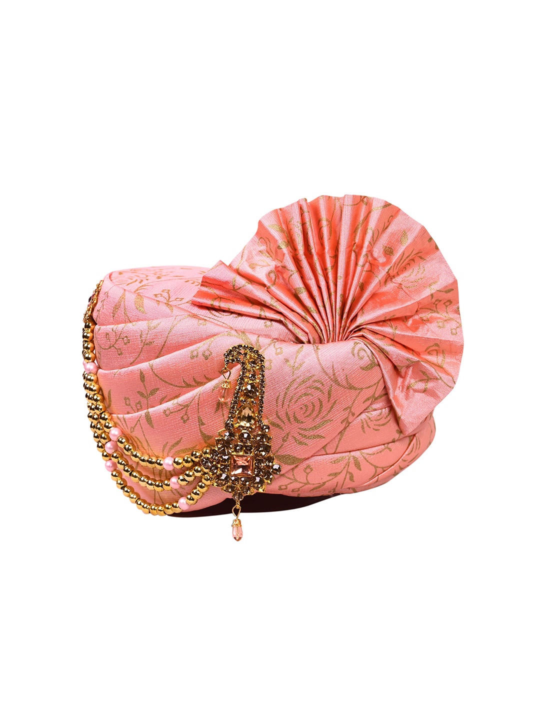 

ZARIDHAR Self Design Groom Pagri With Safa, Pink