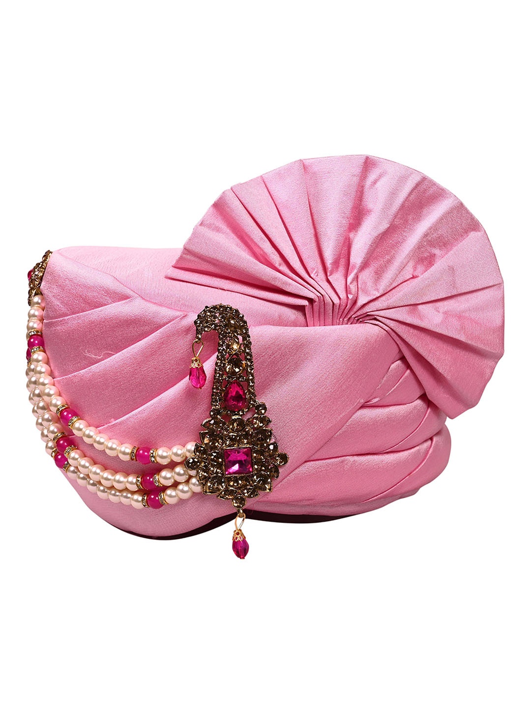 

ZARIDHAR Self Design Groom Pagri With Safa, Pink