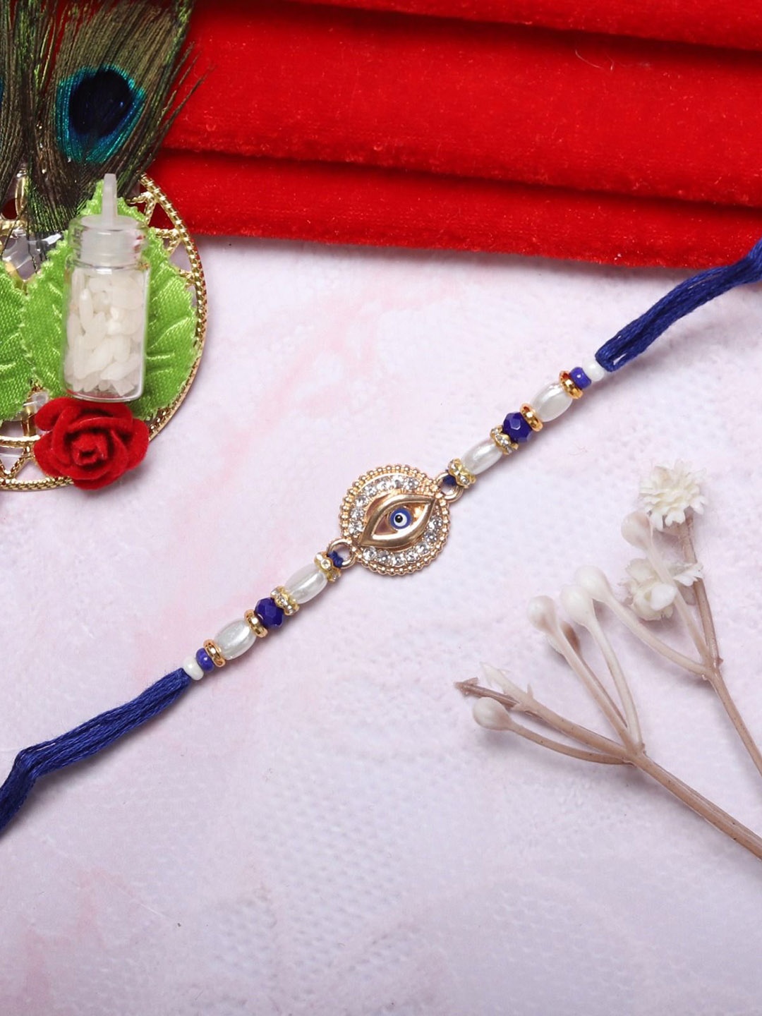 

Mali Fionna Beaded Thread Rakhi, Blue
