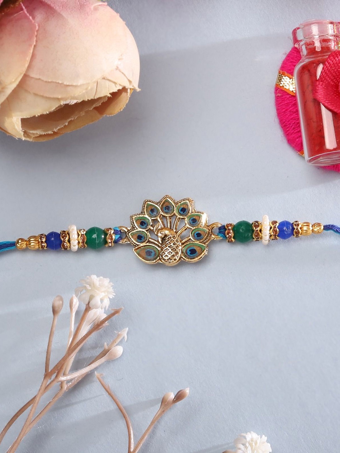 

Mali Fionna Beaded Thread Rakhi, Blue