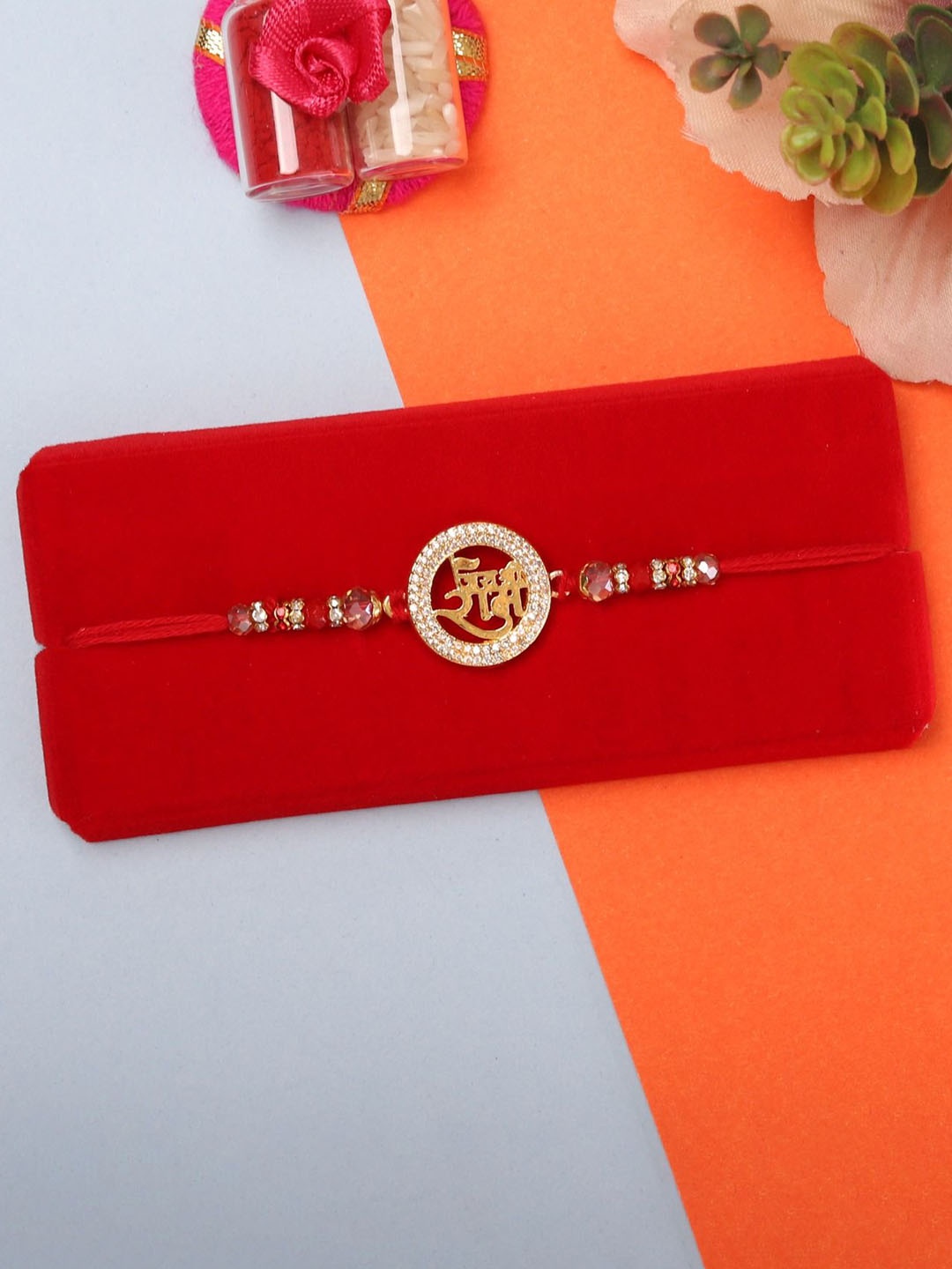 

Mali Fionna Beaded Thread Rakhi, Red
