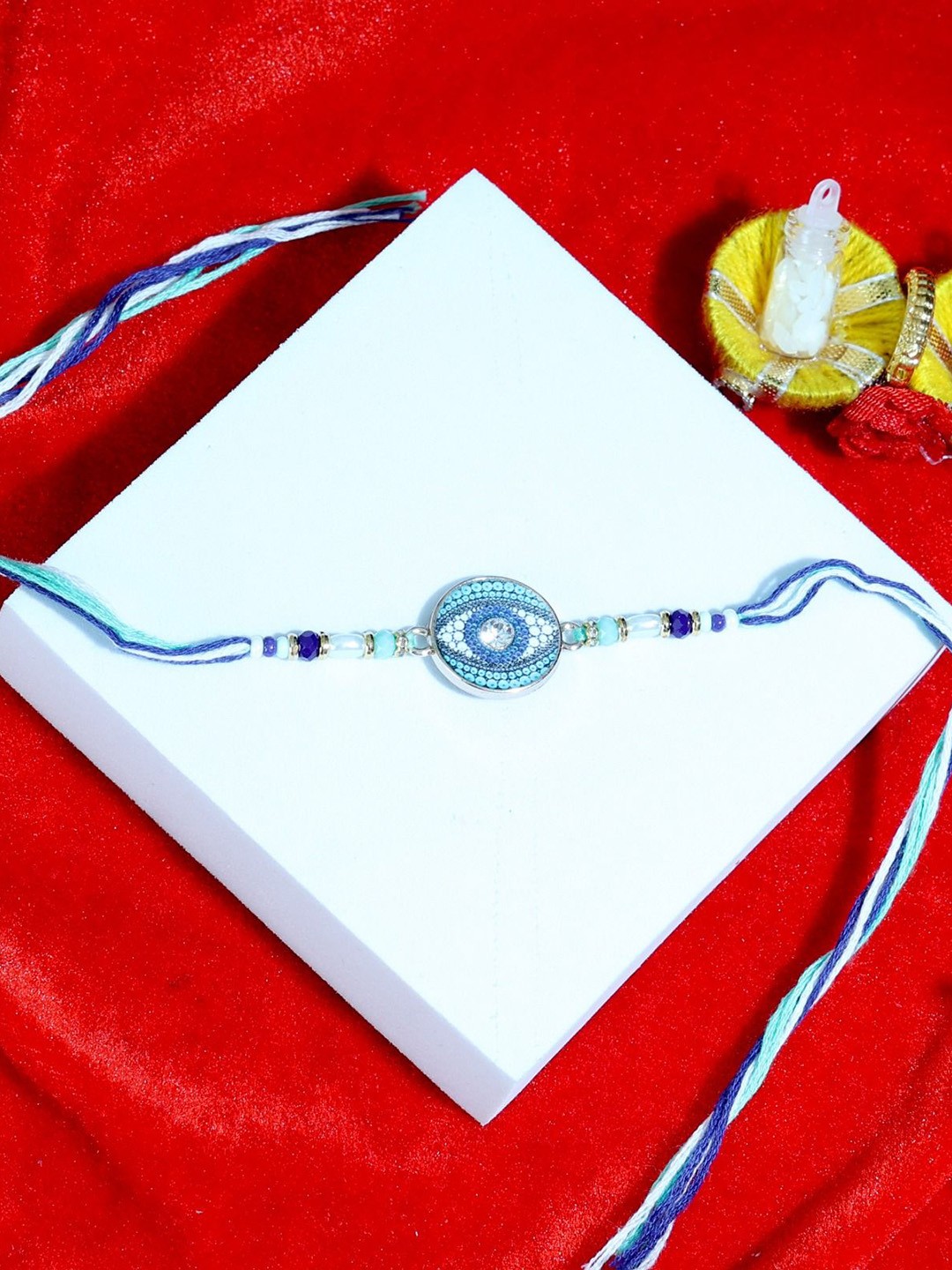 

Mali Fionna Beaded Thread Rakhi, Blue