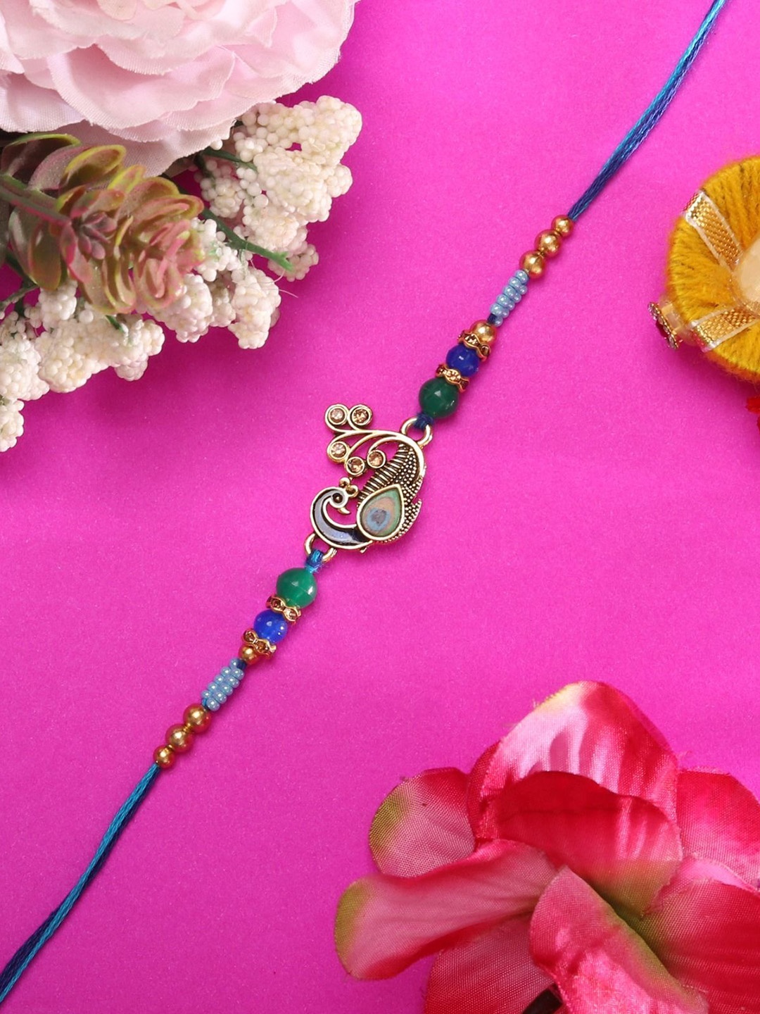 

Mali Fionna Beaded Thread Rakhi, Blue