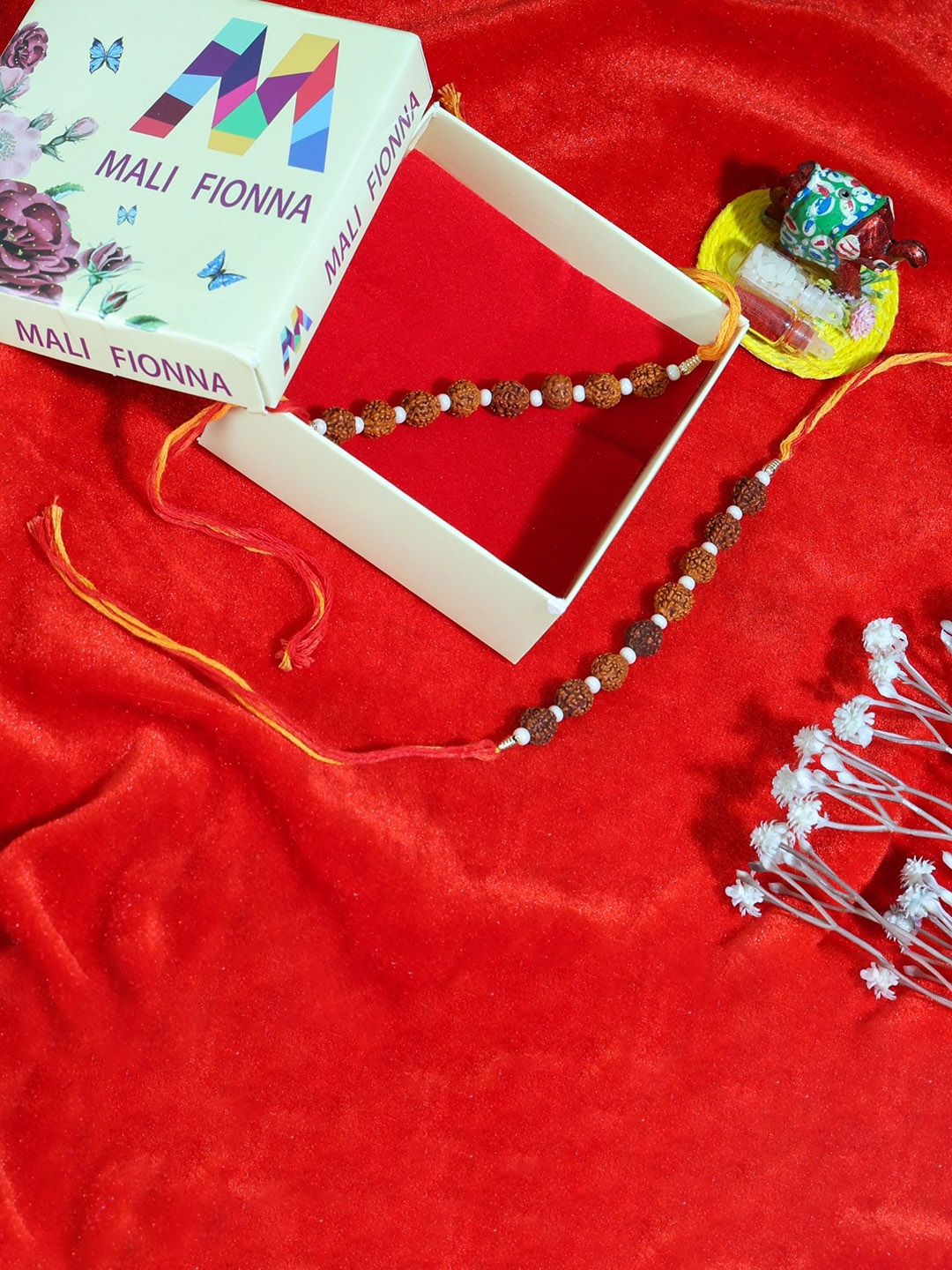 

Mali Fionna Set Of 2 Beaded Thread Rakhis, Brown