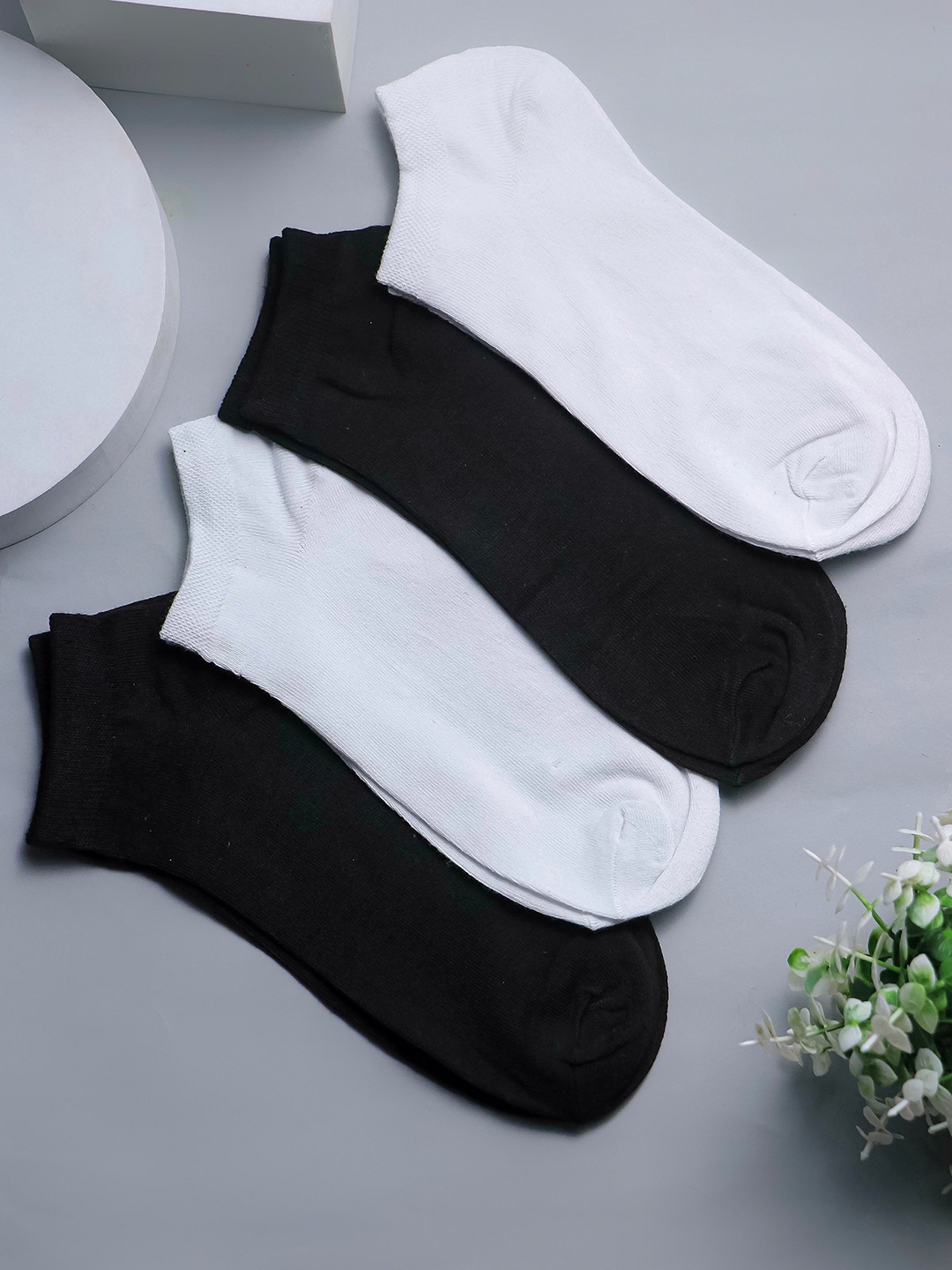 

Brauch Pack Of 4 Cotton Ankle Length Socks, Black