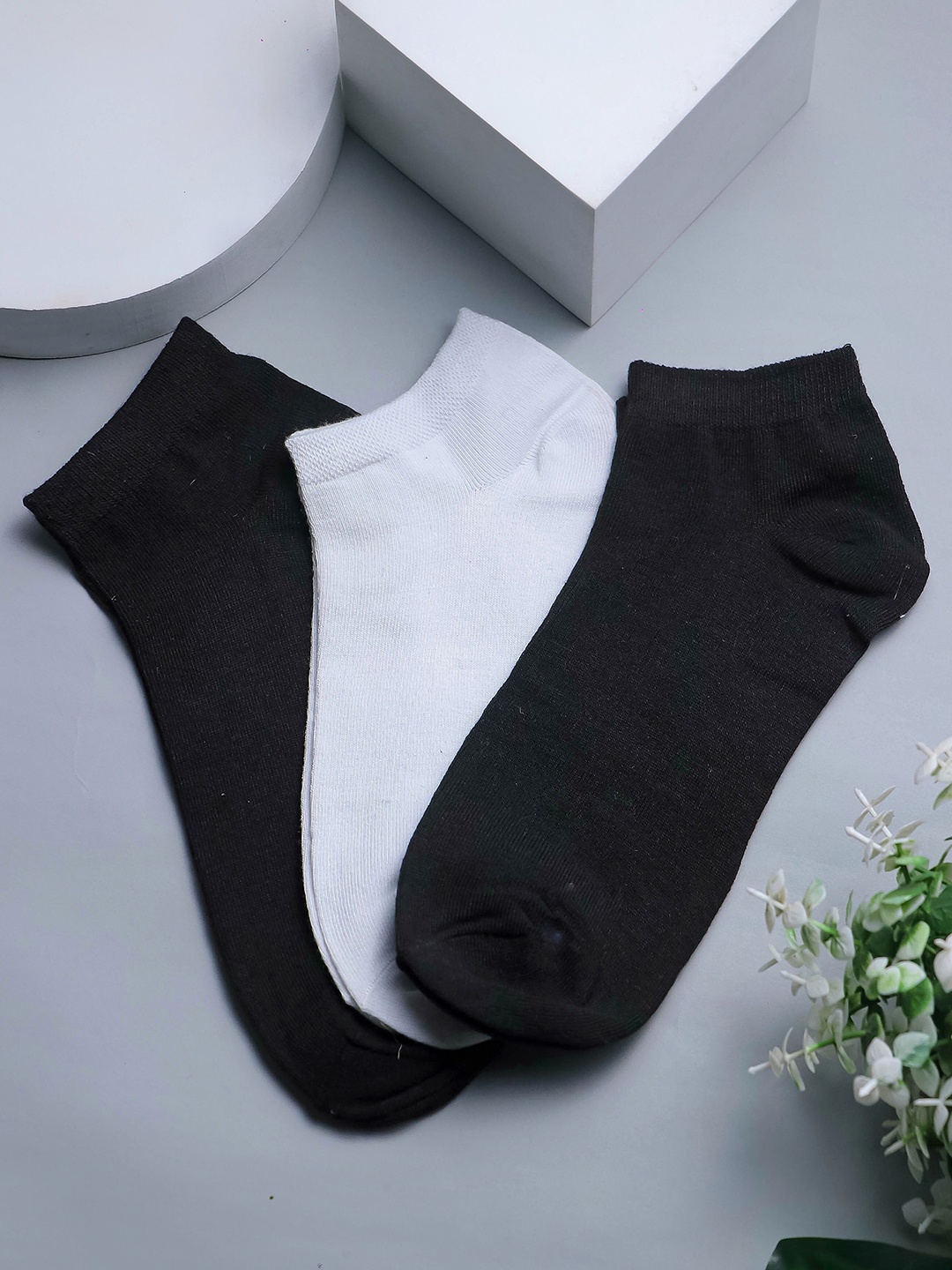 

Brauch Pack Of 3 Cotton Ankle Length Socks, Black