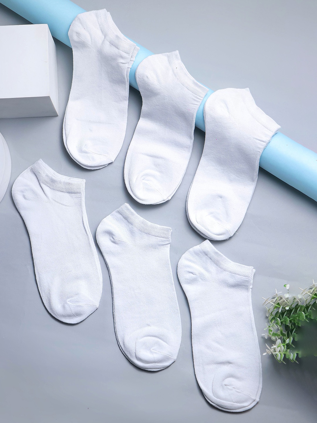 

Brauch Pack Of 6 Cotton Ankle Length Socks, White