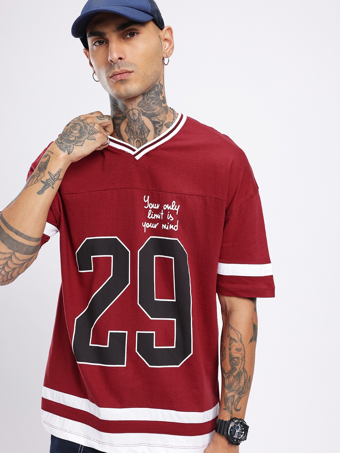 

Kook N Keech Urban Cool Printed Oversized T-shirt, Maroon