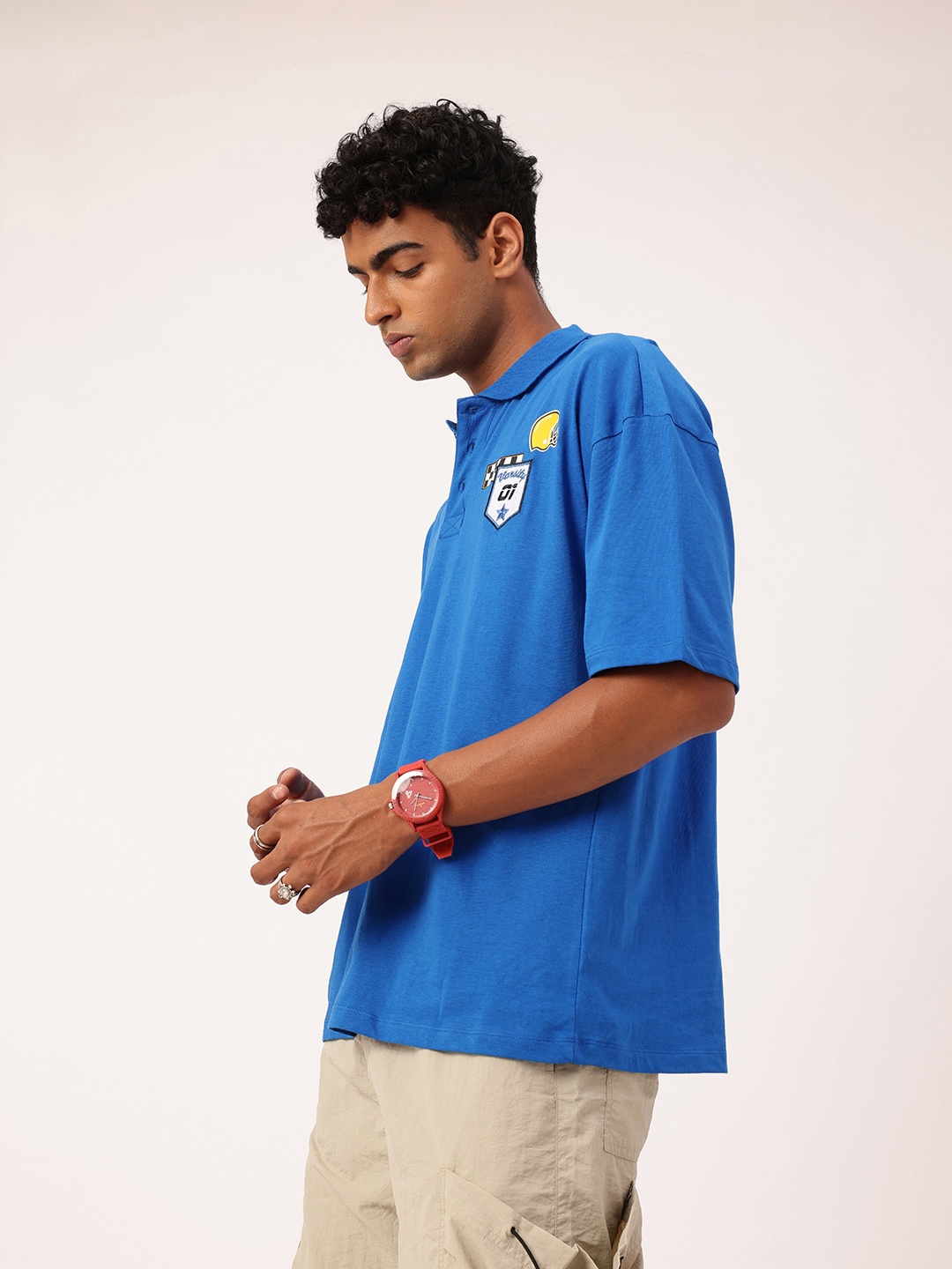 

Kook N Keech Varsity Edge Polo Collar Oversized T-shirt, Blue