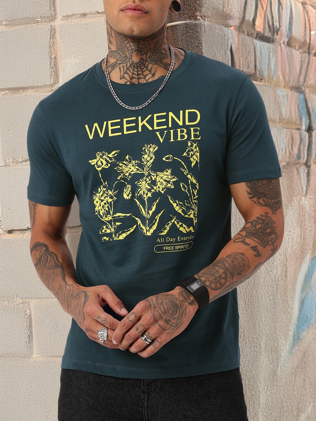 

Kook N Keech Chill Weekend Vibe Printed T-shirt, Teal