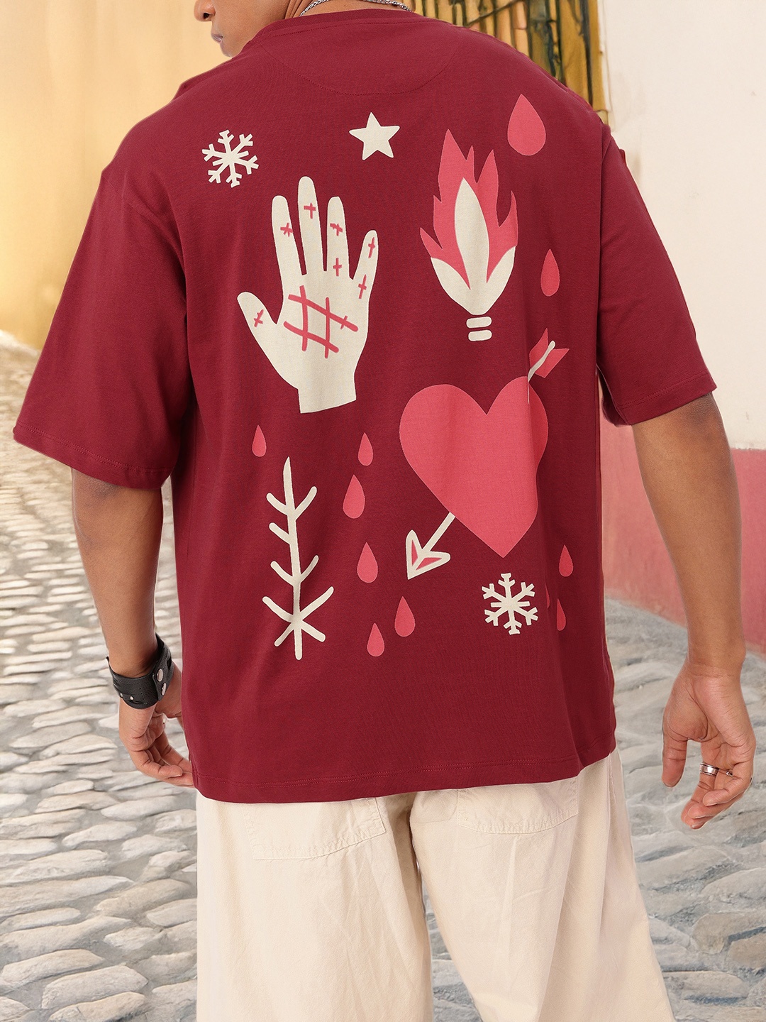 

Kook N Keech Street Charm Printed Relaxed Fit T-shirt, Maroon
