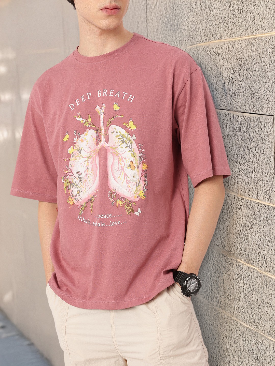 

Kook N Keech Street Style Graphic Printed Oversized Fit T-shirt, Rose