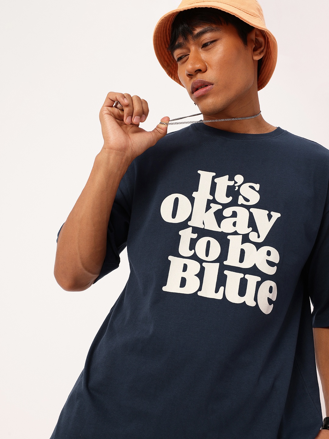 

Kook N Keech Edgy Vibe Typography Printed Relaxed Fit T-shirt, Navy blue