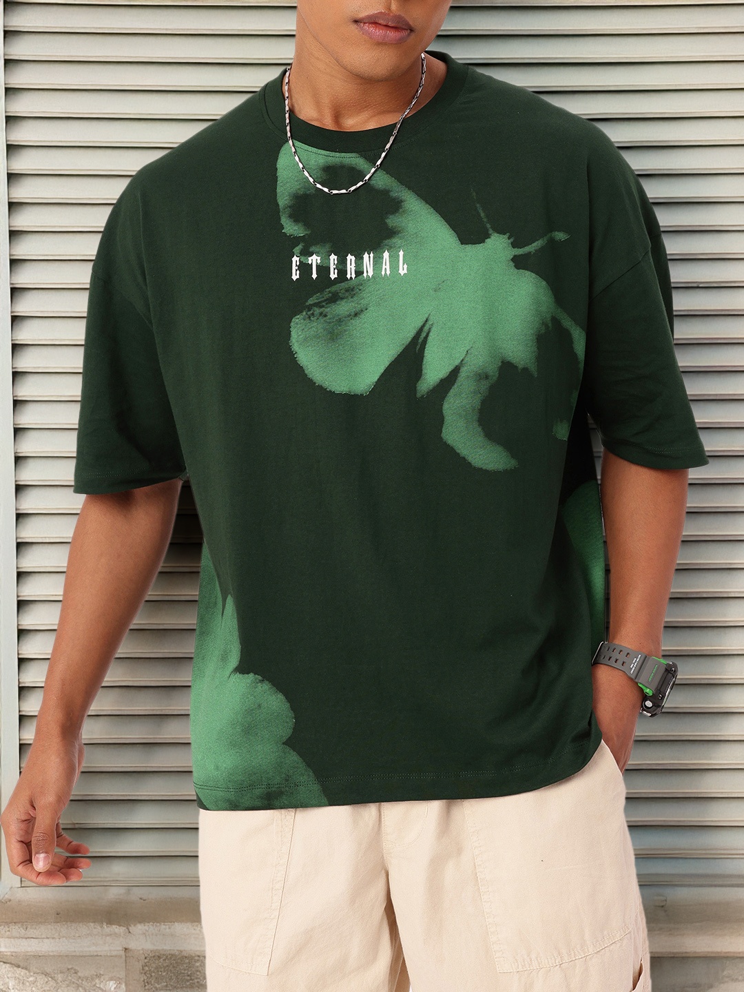 Kook N Keech Go Bold Go Big Maximalist Print Relaxed Fit Tshirt, Green