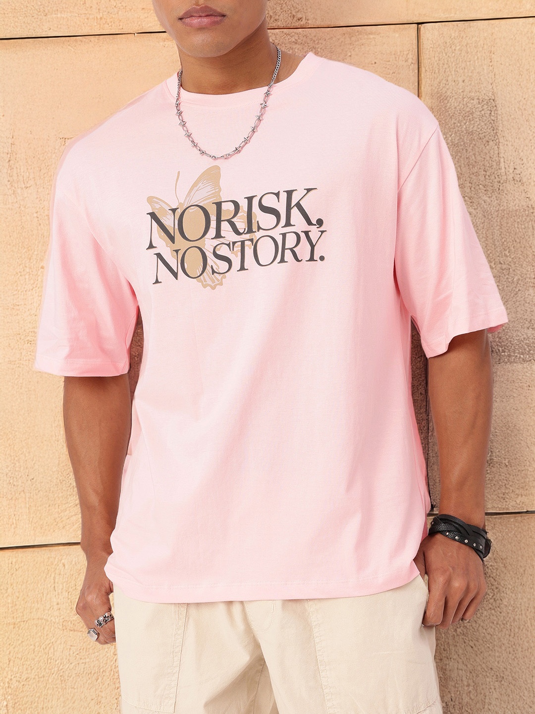 

Kook N Keech Modern Charm Printed Oversized Fit T-shirt, Pink