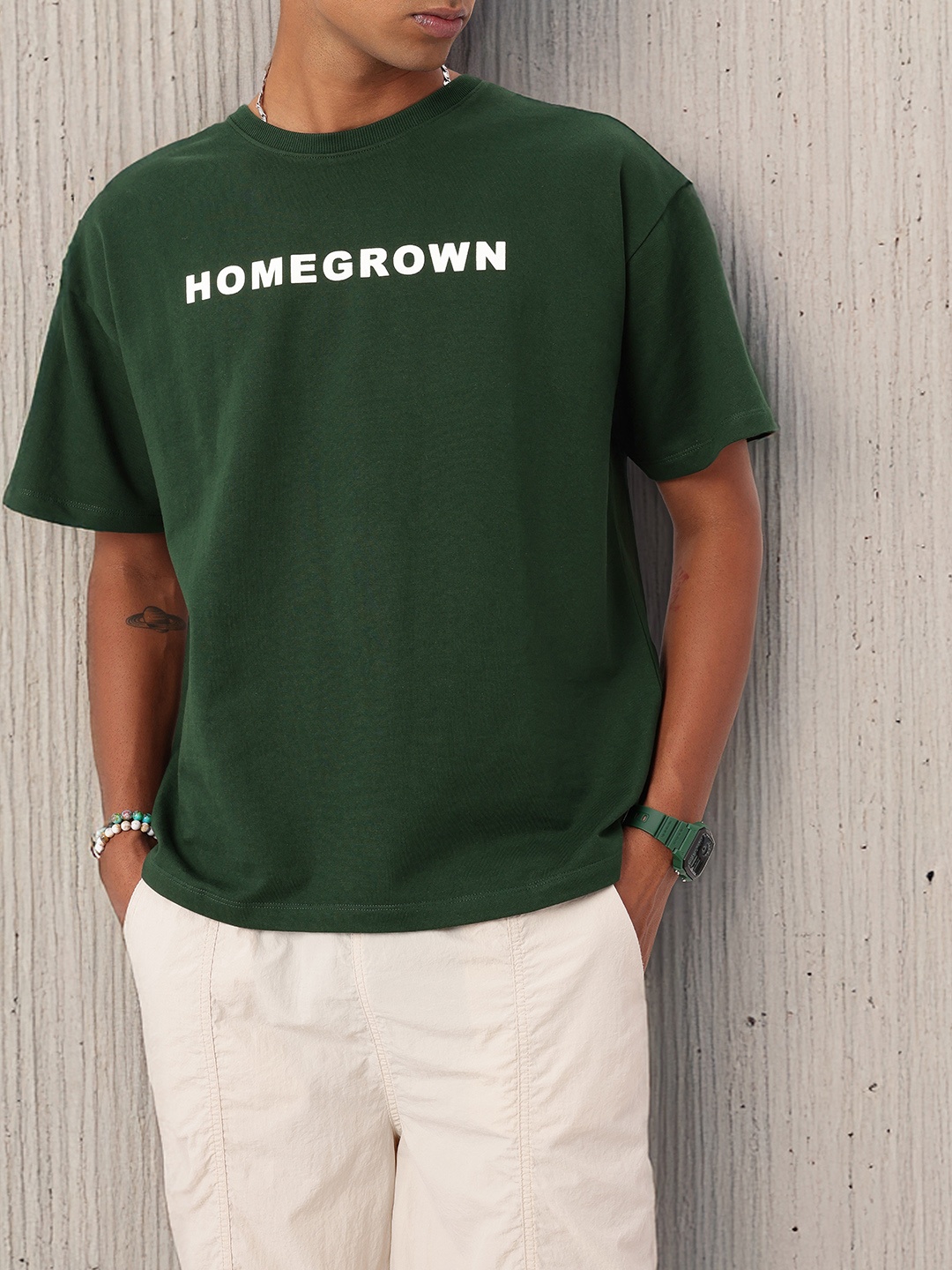 

Kook N Keech Street Originated Printed Cotton Terry Oversized T-shirt, Green
