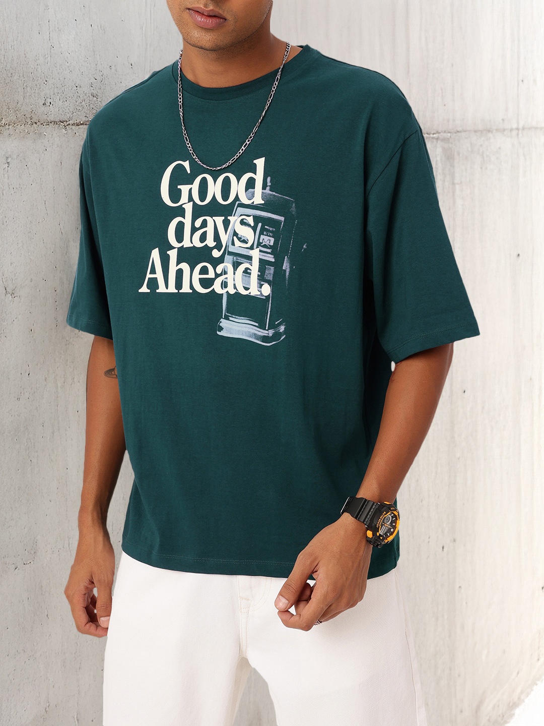 

Kook N Keech Urban Mood Printed Oversized T-shirt, Teal