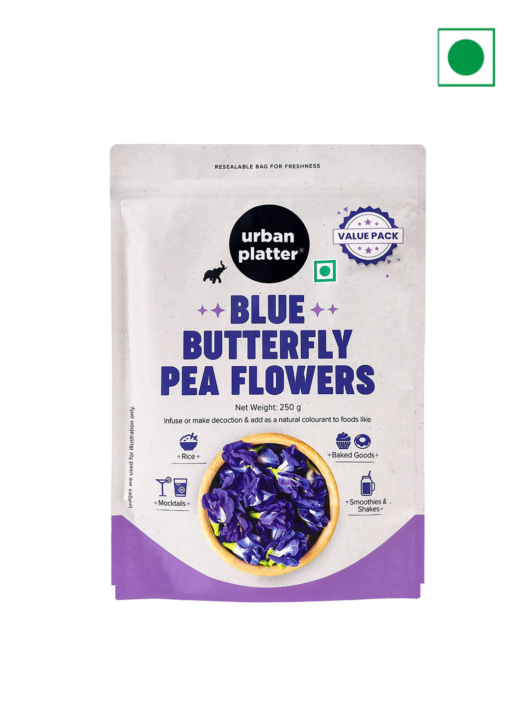 

URBAN PLATTER Blue Butterfly Pea Flower-250G, Assorted