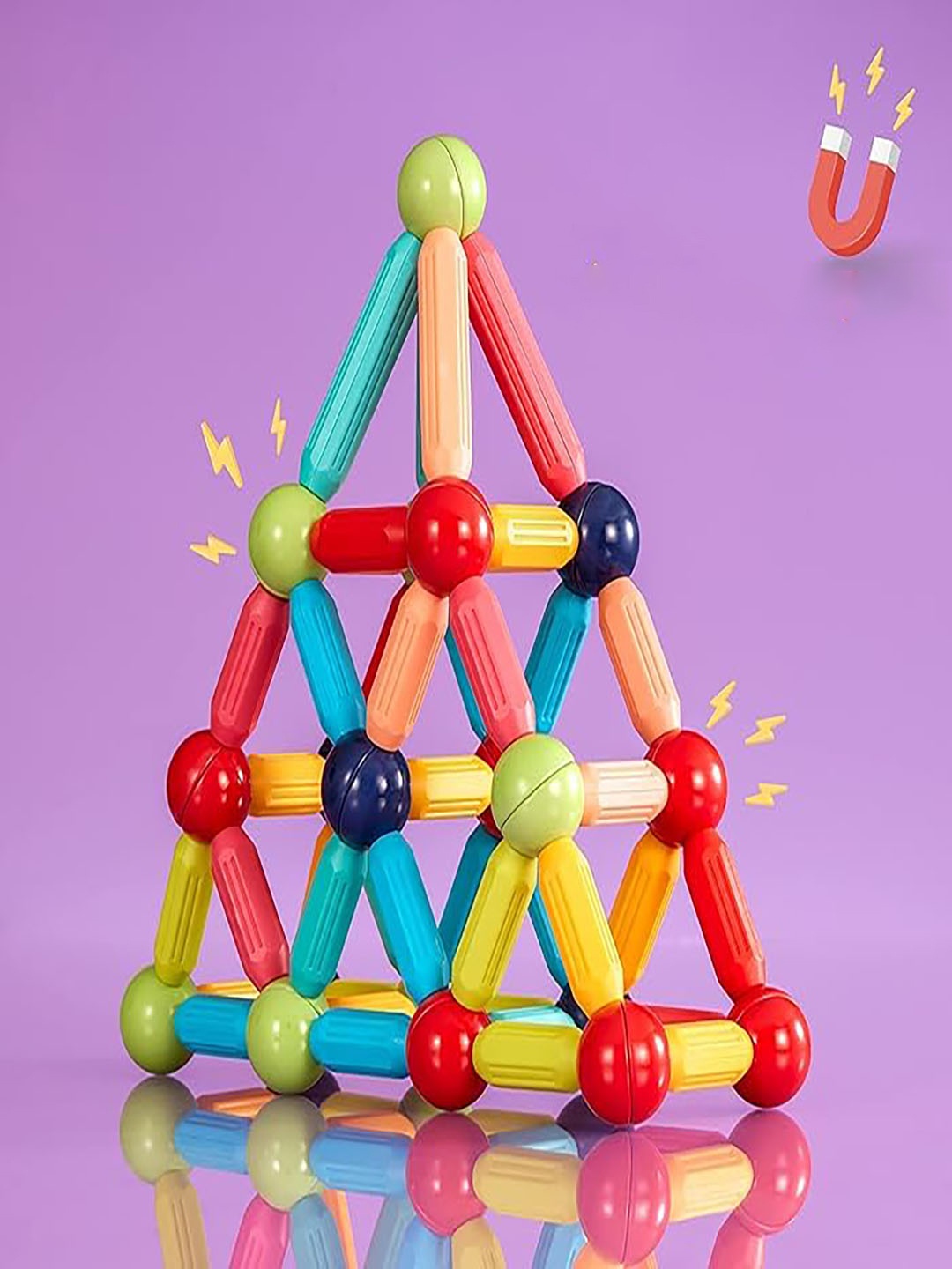 

PLANET of Toys Magnetic Sticks Building Blocks Skill Development Learning Toys, Red