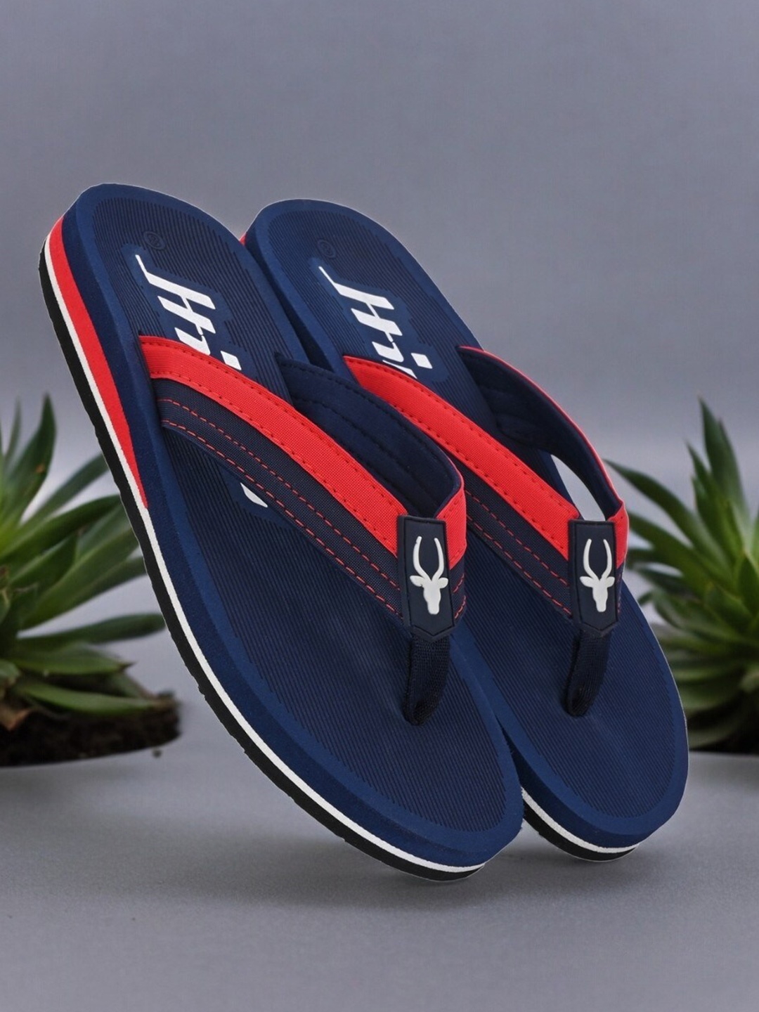 

HIROLAS Men Printed Lightweight Thong Flip-Flops, Blue