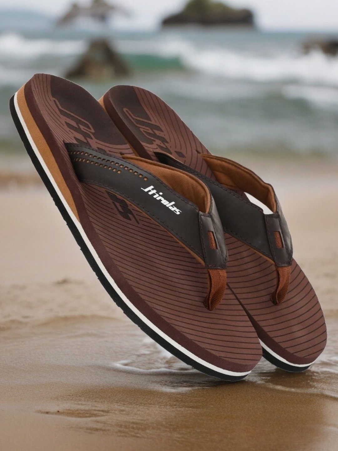 

HIROLAS Men Lightweight Thong Flip-Flops, Brown