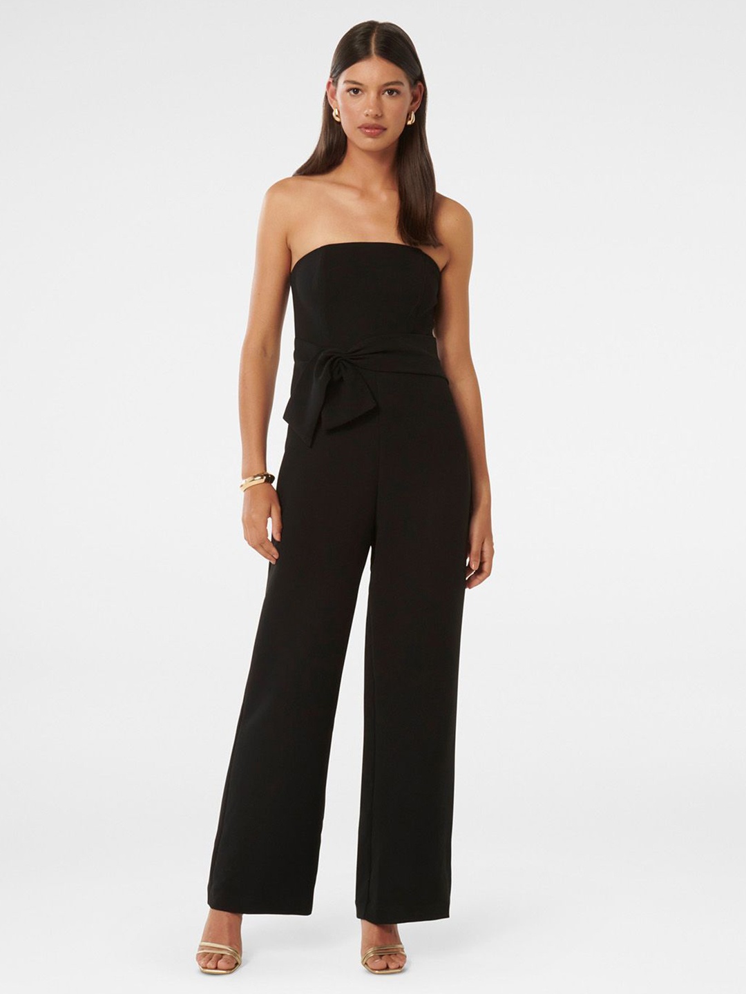

Forever New Strapless Sleeveless Bow Detail Jumpsuit, Black