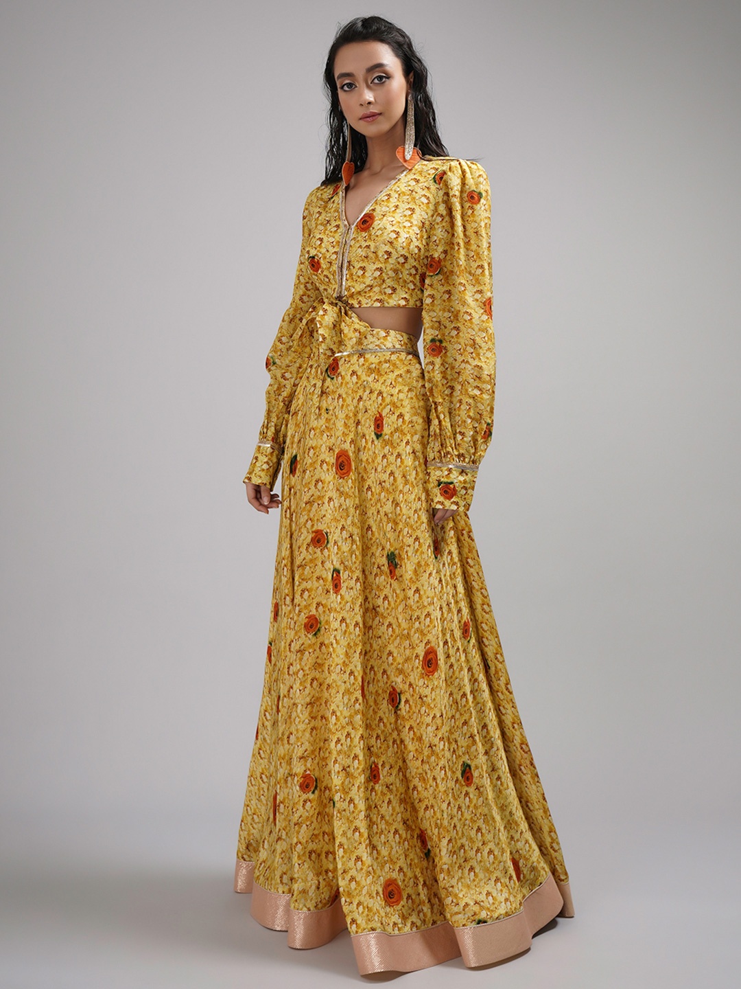 

Breathe by Aakanksha Singh Printed Made to Measure Lehenga With Blouse, Yellow