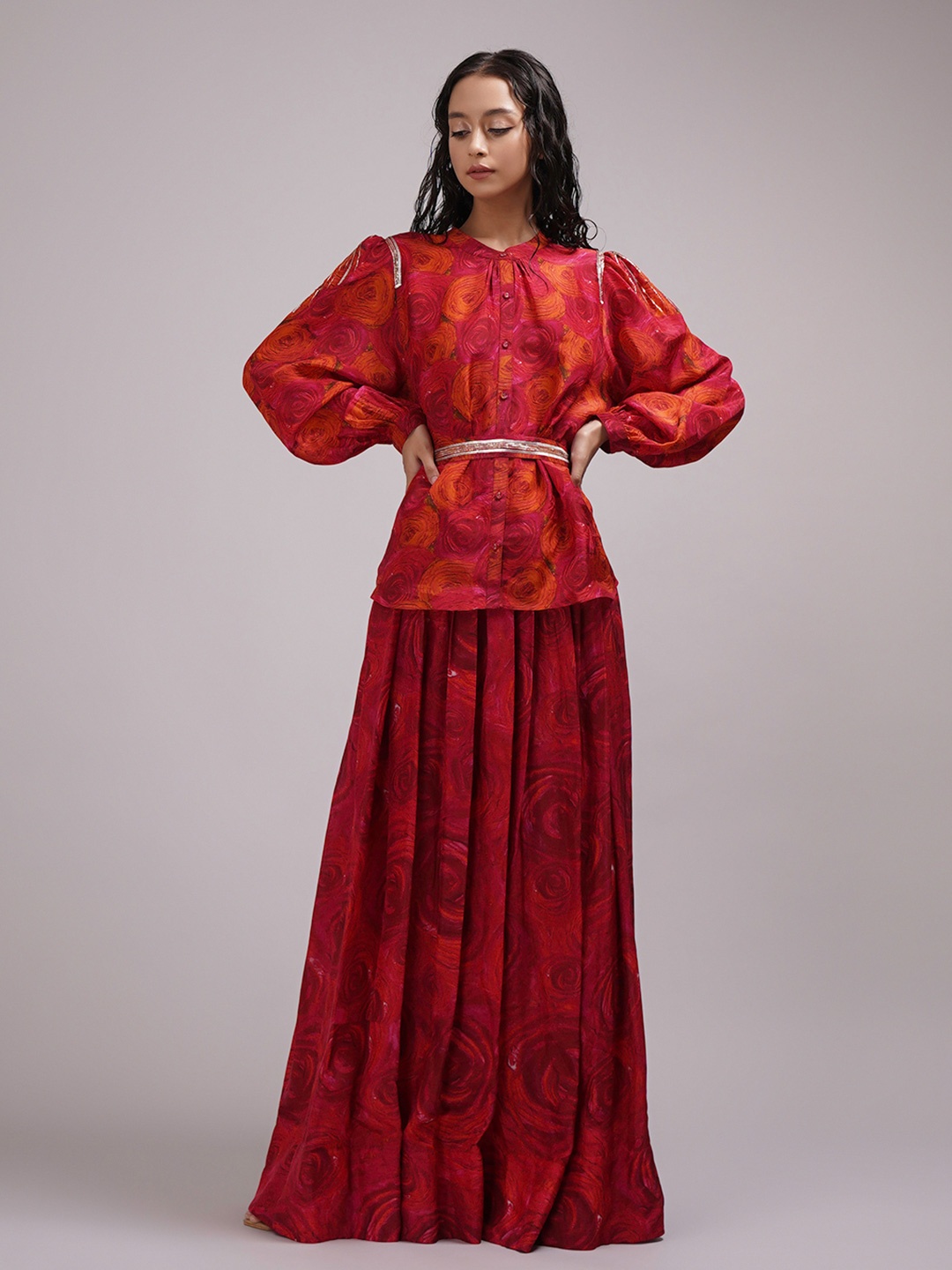 

Breathe by Aakanksha Singh Printed Made to Measure Lehenga With Blouse, Fuchsia