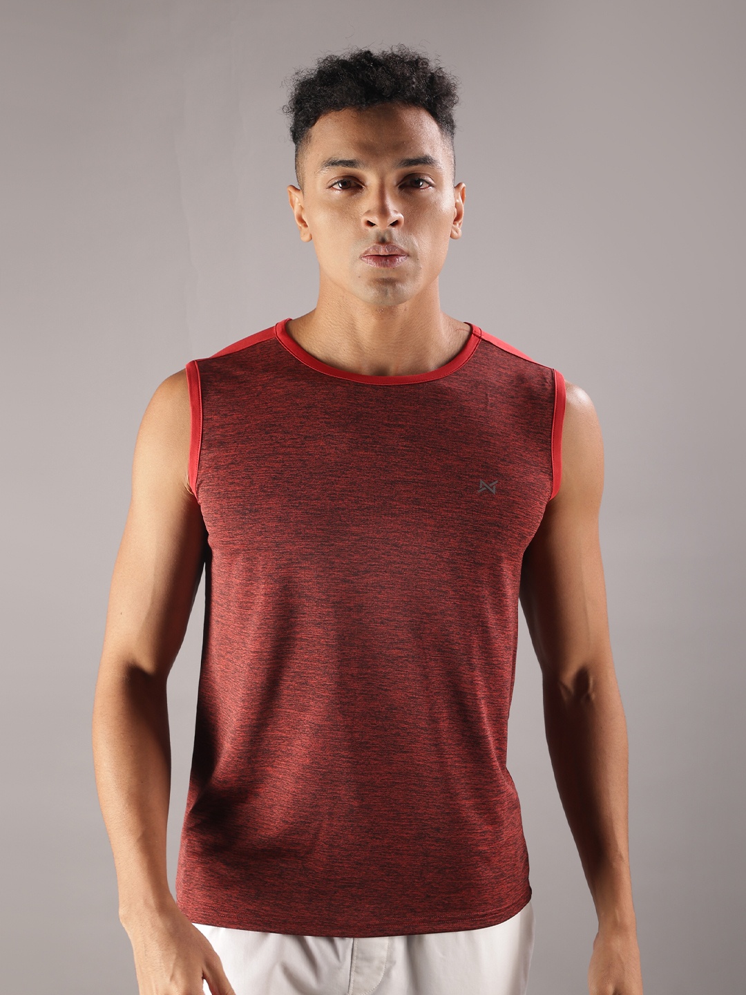 

Force NXT Men Anti Odour Solid Round Neck Sleeveless T-shirt, Rust