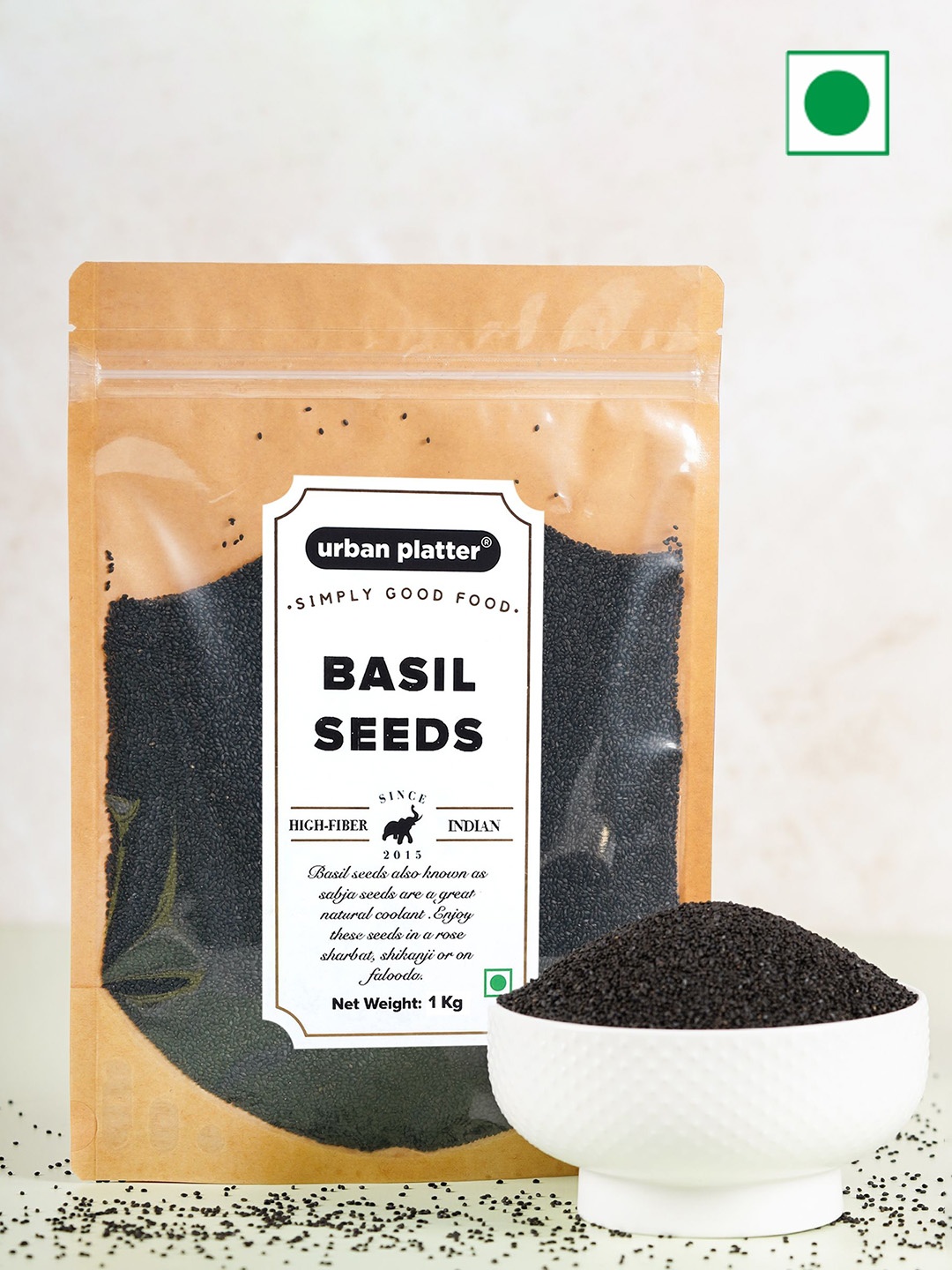 

URBAN PLATTER Basil Seeds (Sabja)-1Kg, Black