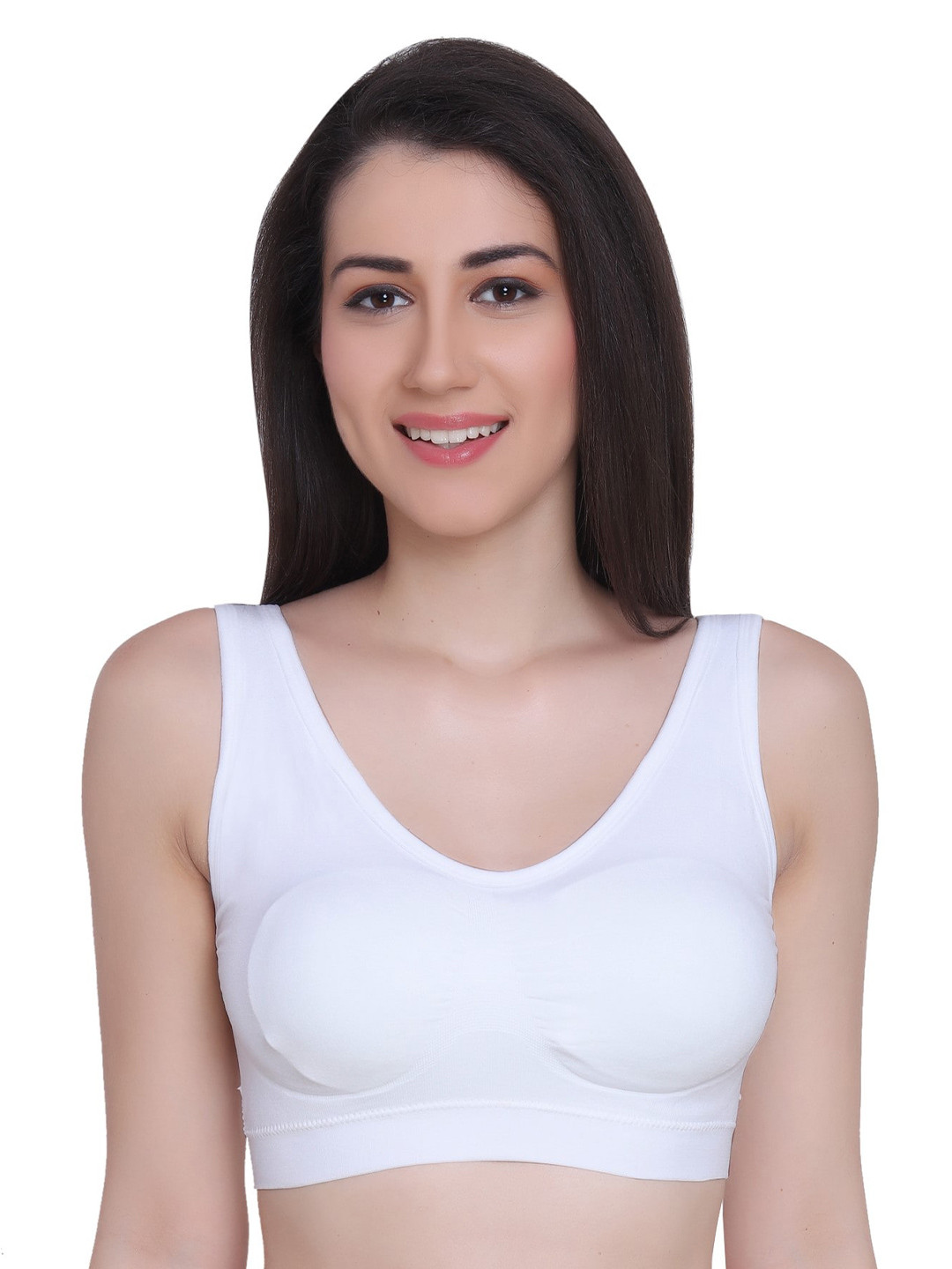 

Glamoras Removable Padding Rapid-Dry Workout Bra With All Day Comfort, White