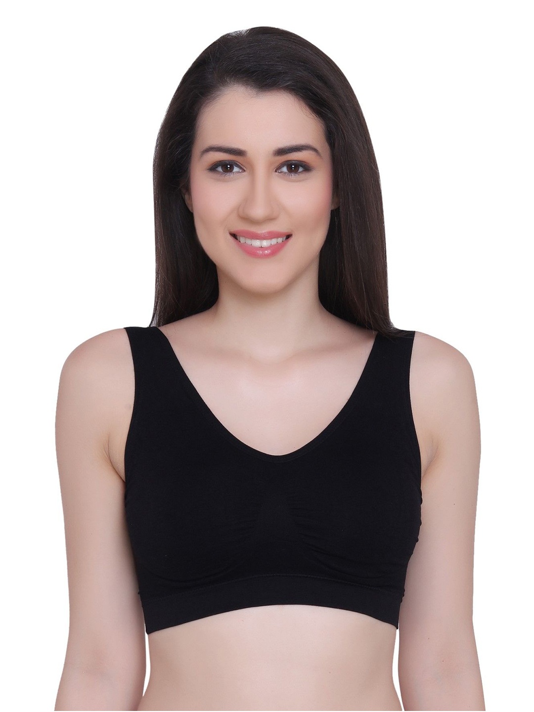 

Glamoras Removable Padding Full Coverage Workout Bra With All Day Comfort, Black