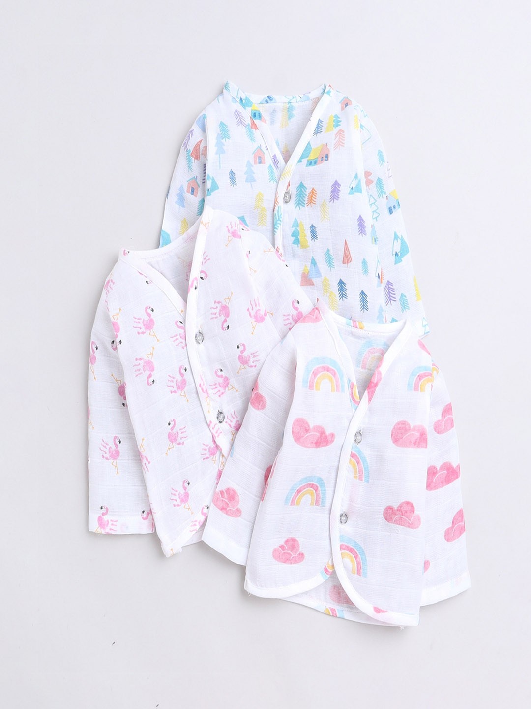 

Polka Tots Kids Pack of 3 Printed Cotton Jhabla Innerwear Vests, White