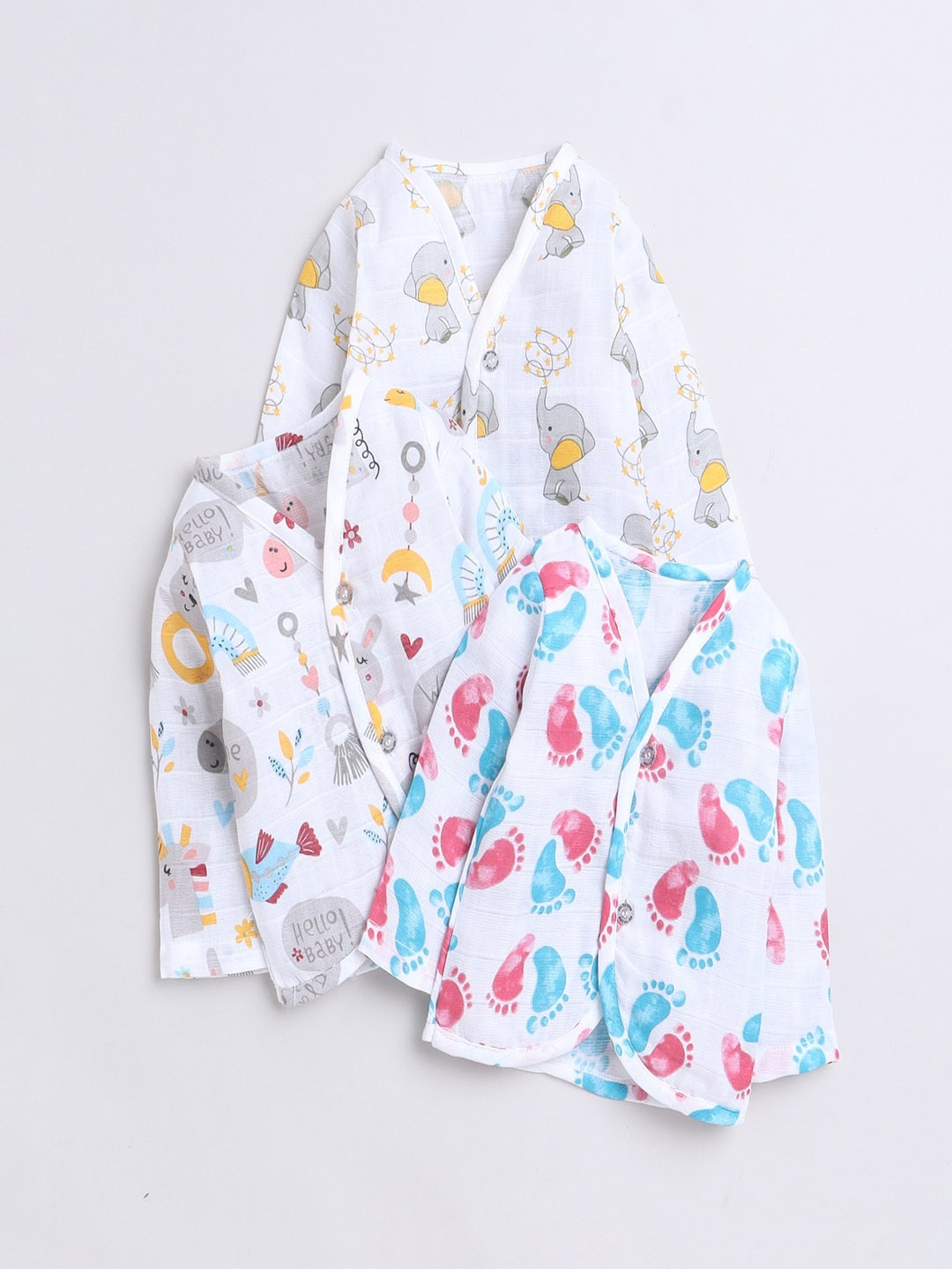 

Polka Tots Kids Pack of 3 Printed Cotton Jhabla Innerwear Vests, White
