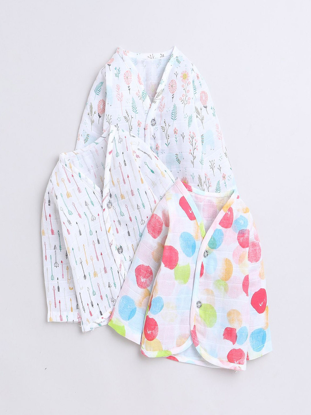

Polka Tots Kids Pack of 3 Printed Cotton Jhabla Innerwear Vests, White