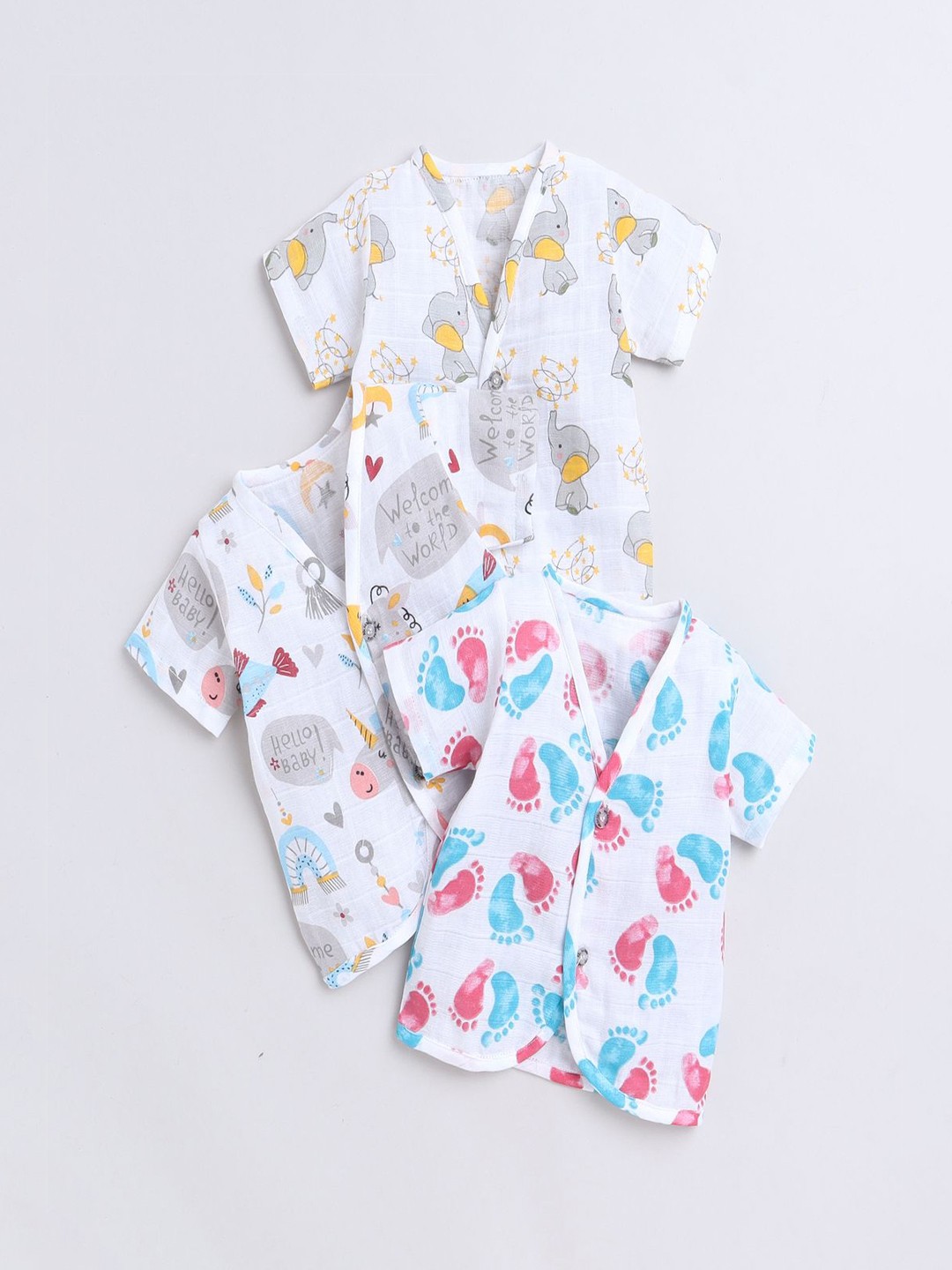 

Polka Tots Kids Pack of 3 Printed Cotton Jhabla Innerwear Vests, White