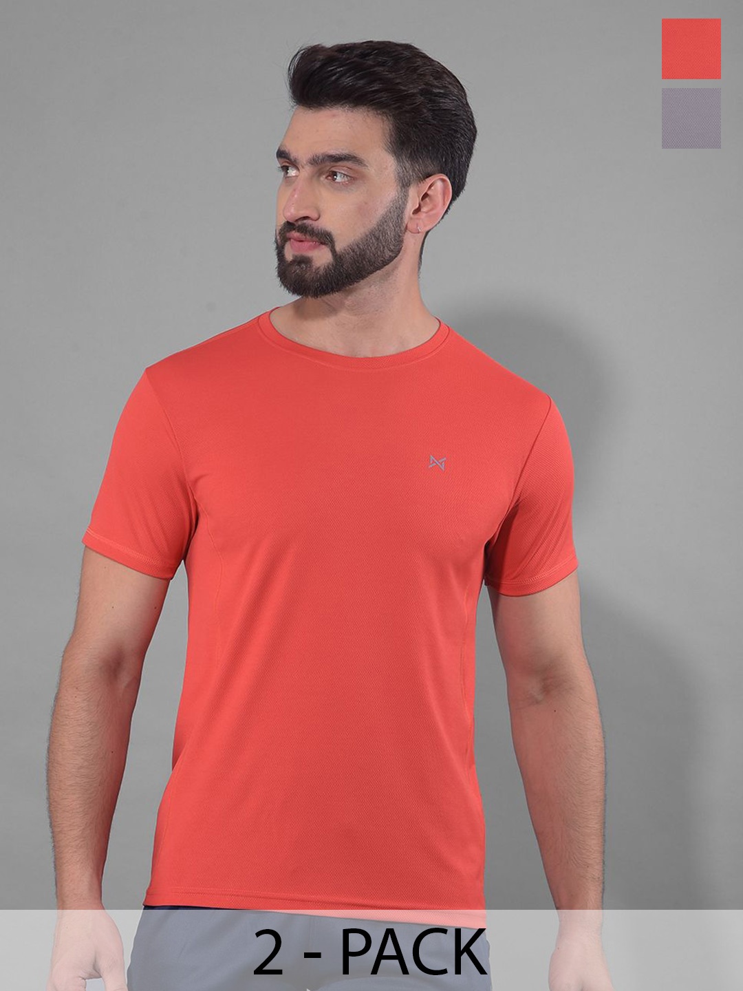 

Force NXT Men Pack Of 2 Anti Odour Solid Round Neck Sleeveless Training or Gym T-shirt, Red