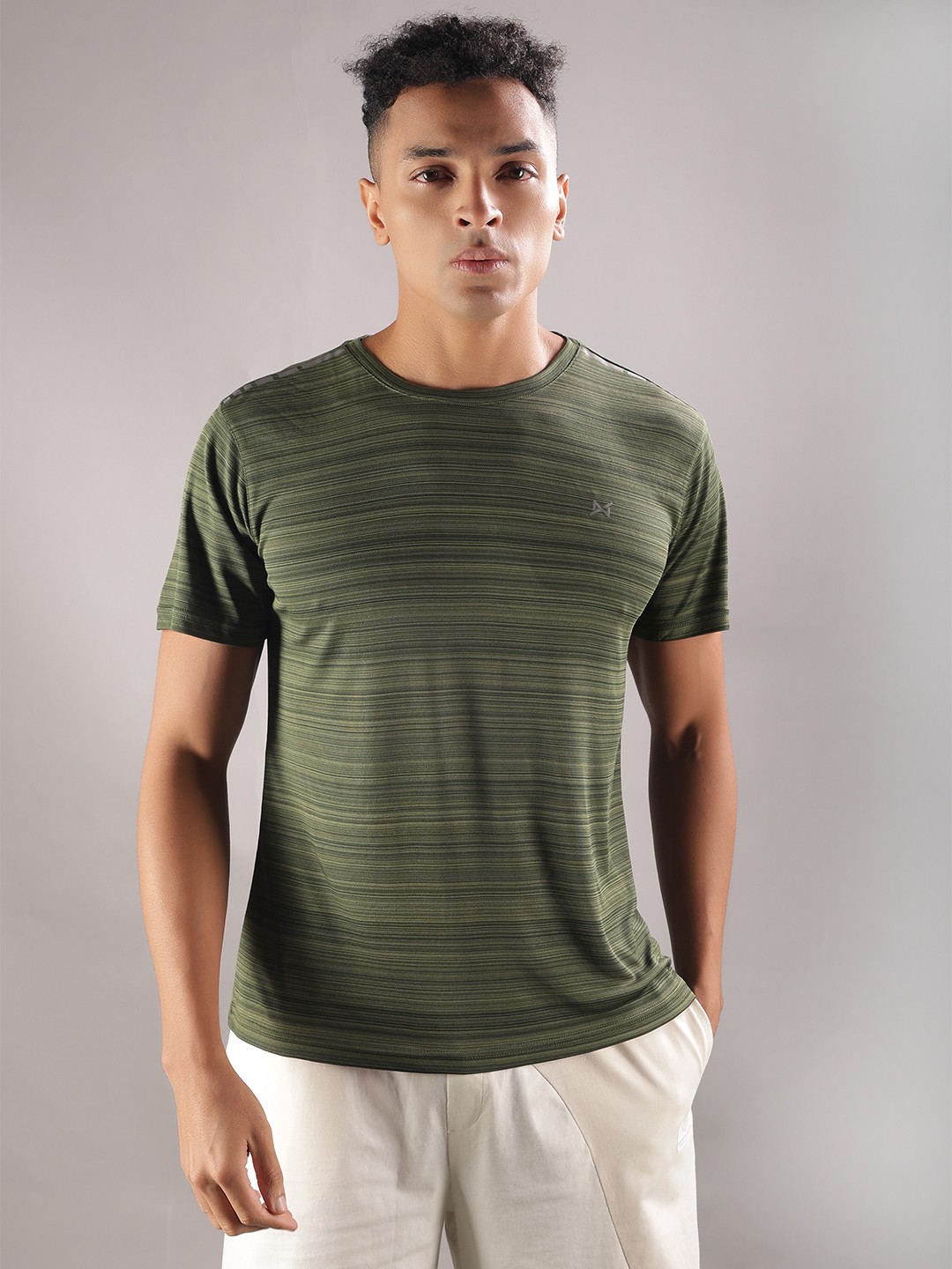 

Force NXT Men Anti Odour Solid Round Neck Training or Gym T-shirt, Olive