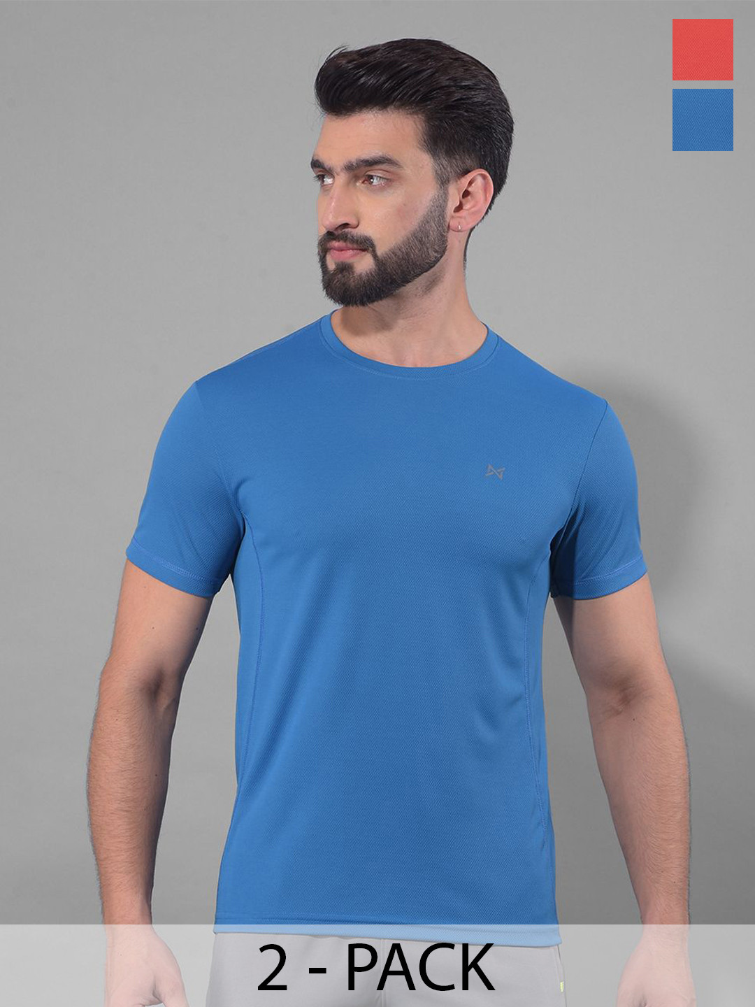 

Force NXT Men Pack Of 2 Anti Odour Solid Round Neck Training or Gym T-shirt, Pink