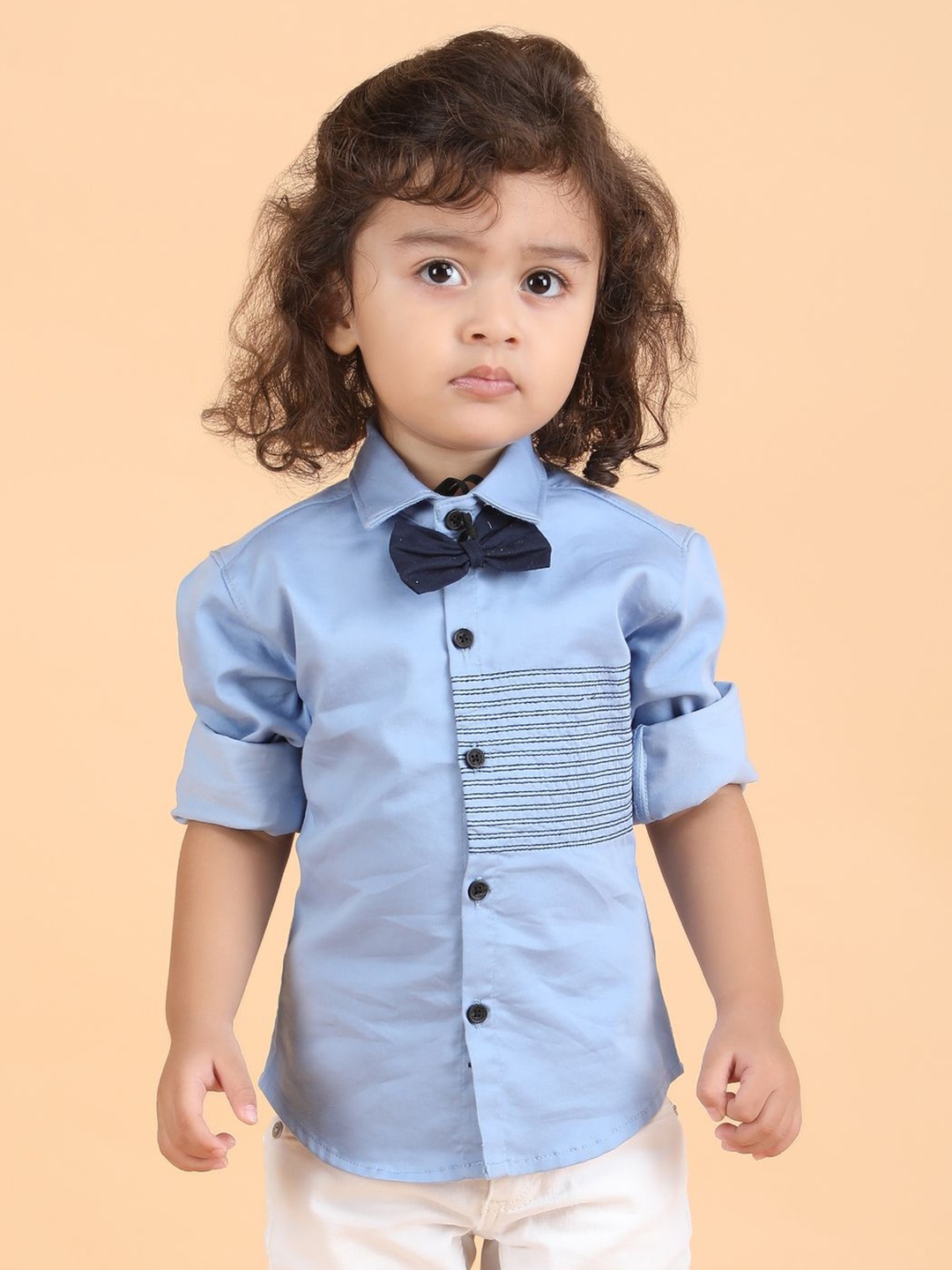 

Polka Tots Boys Horizontal Stripes Opaque Striped Casual Shirt, Blue