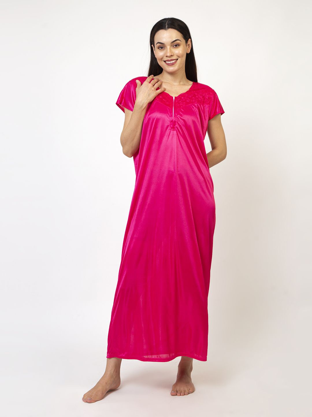 

AVYAY Embroidered Maxi Nightdress, Pink