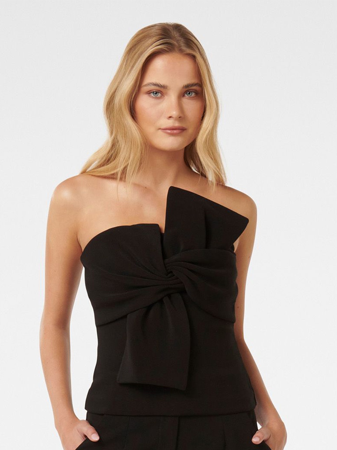 

Forever New Off-Shoulder Crepe Tube Top, Black