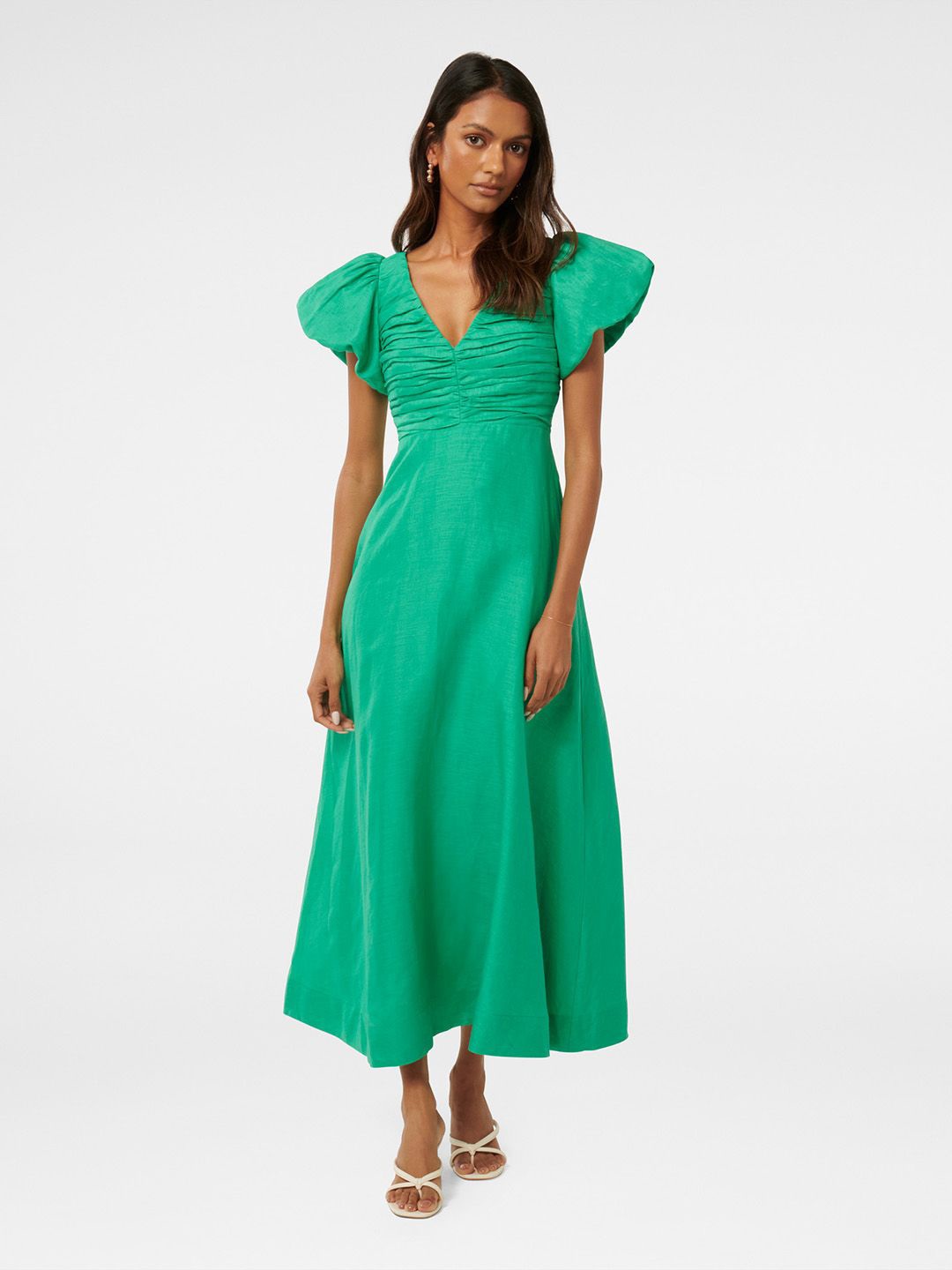 

Forever New Women Flutter Sleeve Fit and Flare Midi Dress, Green