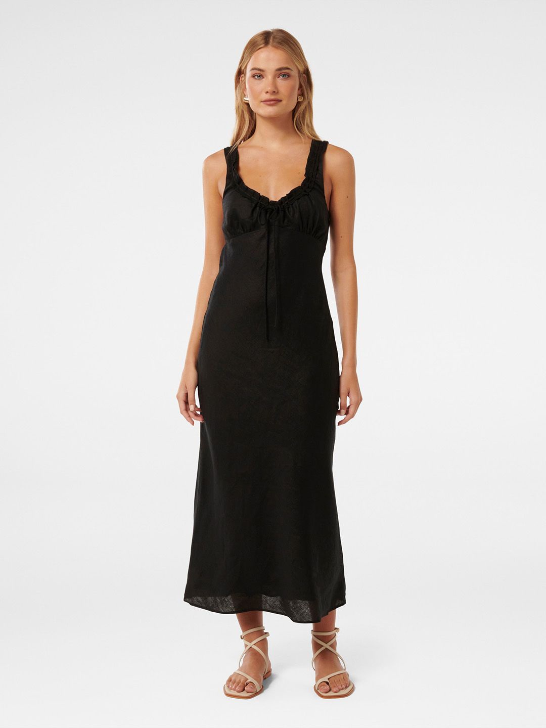 

Forever New Women Linen Maxi Dress, Black