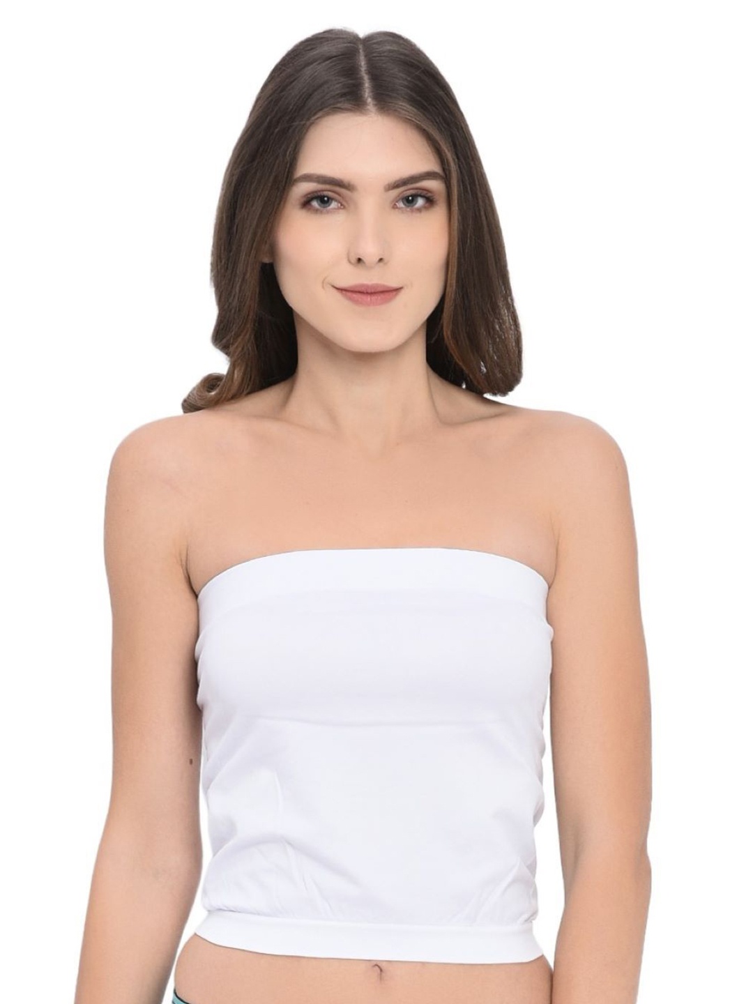 

Poftik Full Coverage Non Padded Strapless Bandeau Bra With Reversible, White