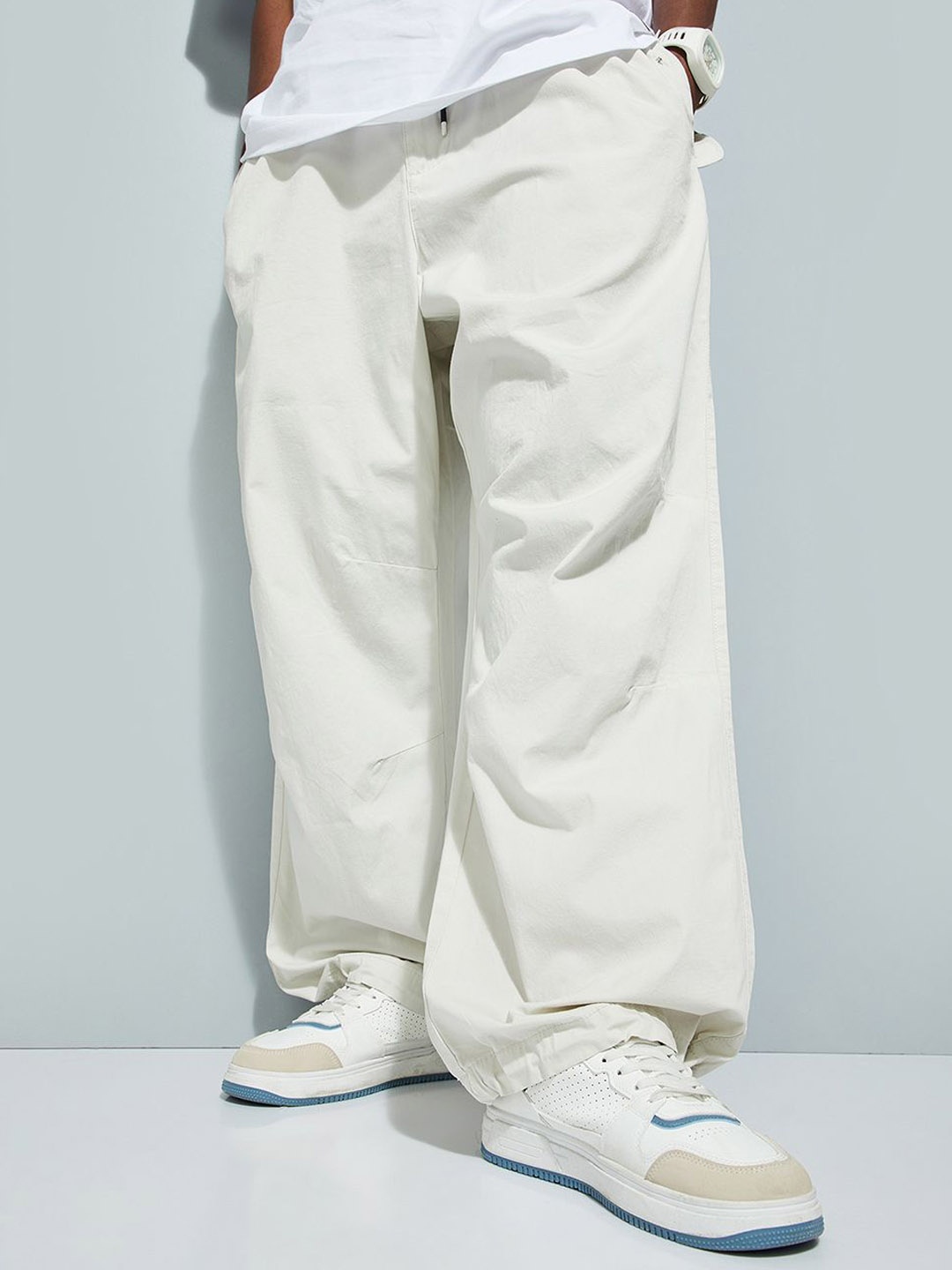 

max URB_N Men Solid Parachute Pants, Beige