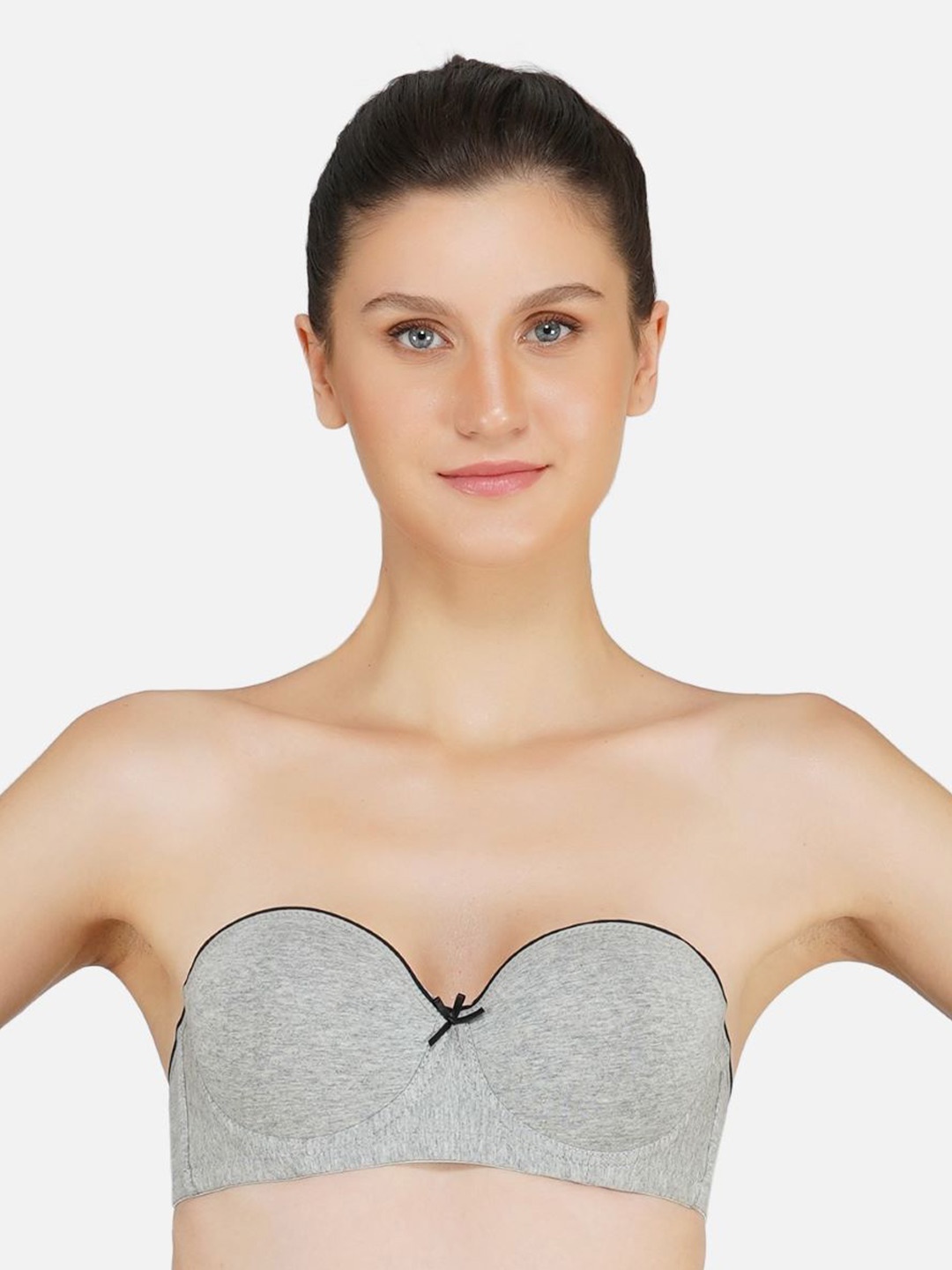 

Poftik Bandeau Bra Medium Coverage Underwired Heavily Padded, Grey